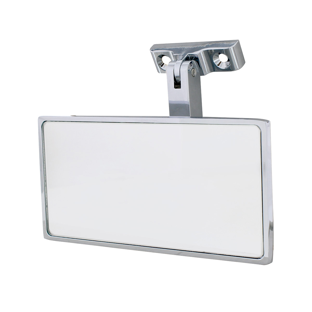 Rectangular Chrome Plated Aluminum Interior Rear View Mirror With Screw-On Mount - Thumbnail 2