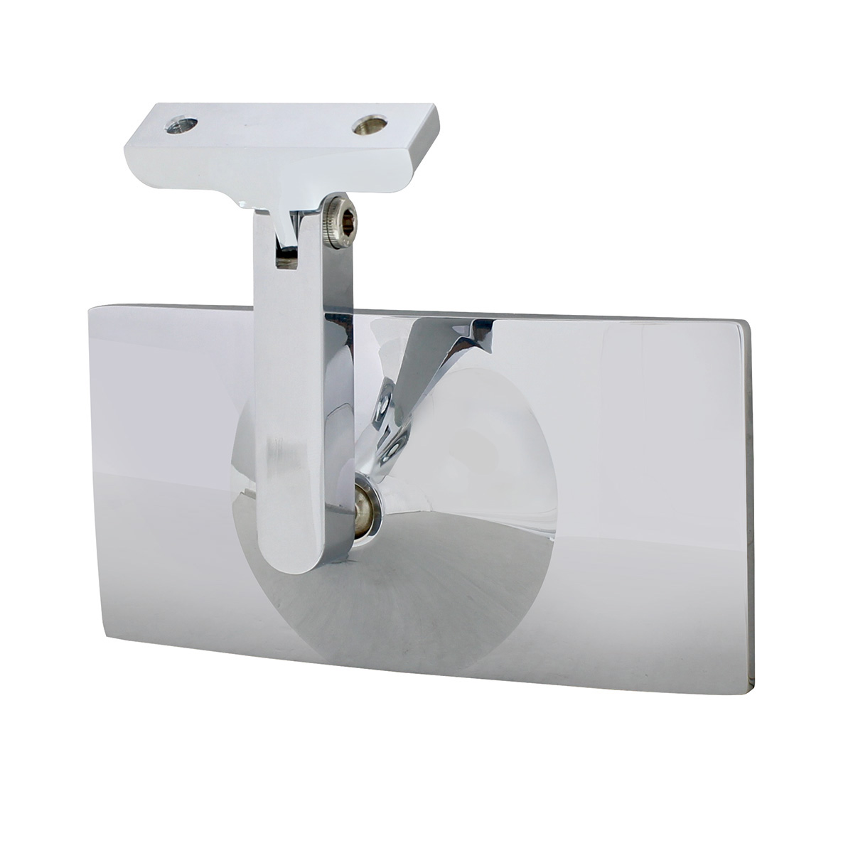 Rectangular Chrome Plated Aluminum Interior Rear View Mirror With Screw-On Mount - Thumbnail 3