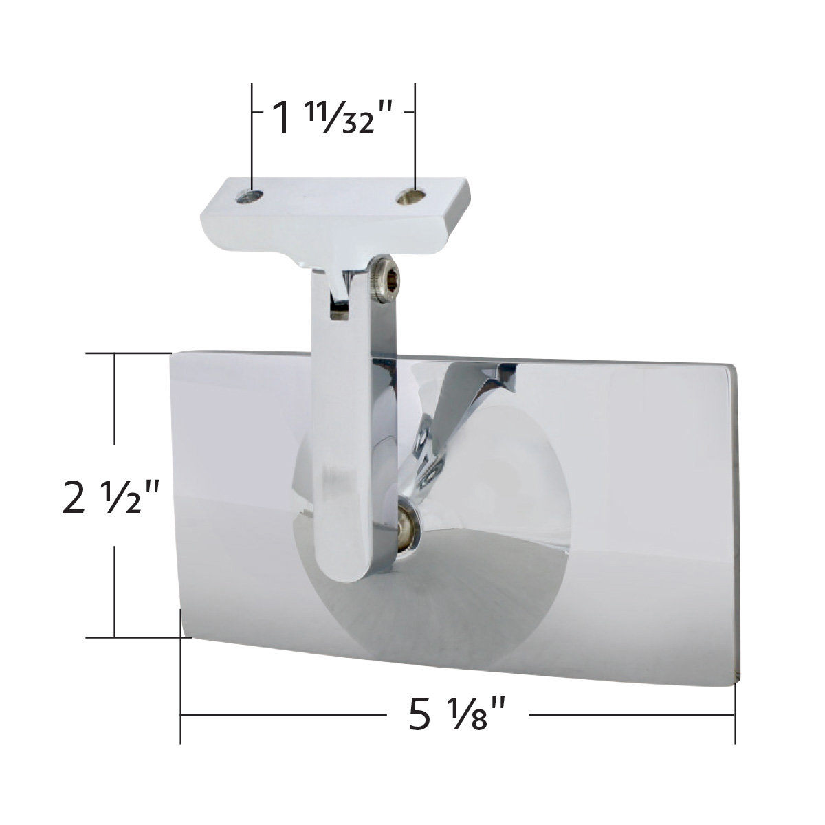 Rectangular Chrome Plated Aluminum Interior Rear View Mirror With Screw-On Mount - Thumbnail 4