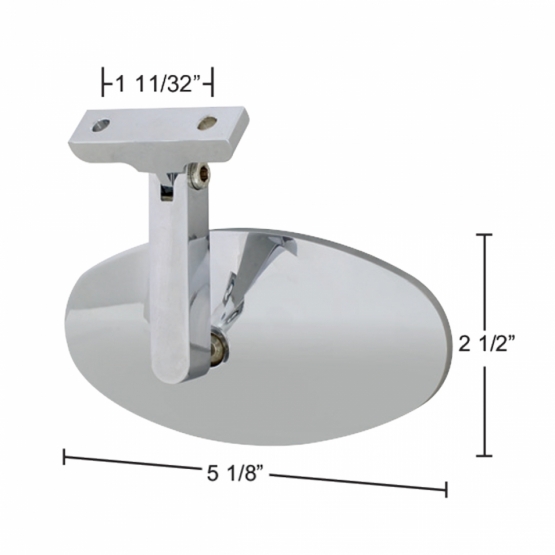Oval Chrome Plated Aluminum Interior Rear View Mirror With Screw-On Mount - Thumbnail 2