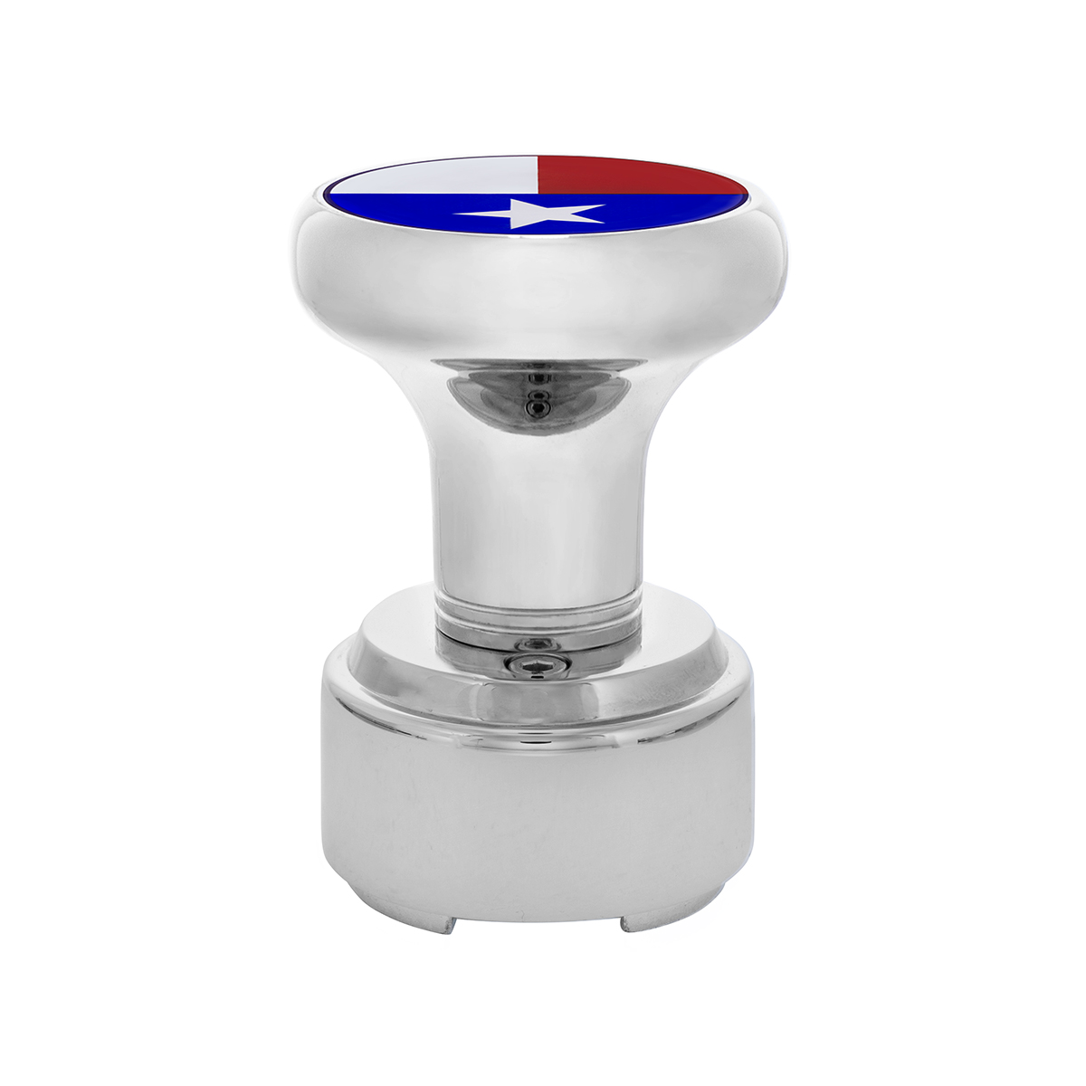 Thread-On Gearshift Knob With 9/10 Speed Adapter & Texas Flag Sticker - Chrome - Thumbnail 2