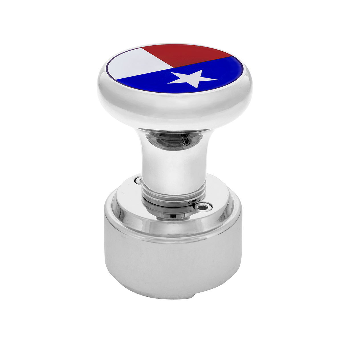 Thread-On Gearshift Knob With 9/10 Speed Adapter & Texas Flag Sticker - Chrome - Thumbnail 5