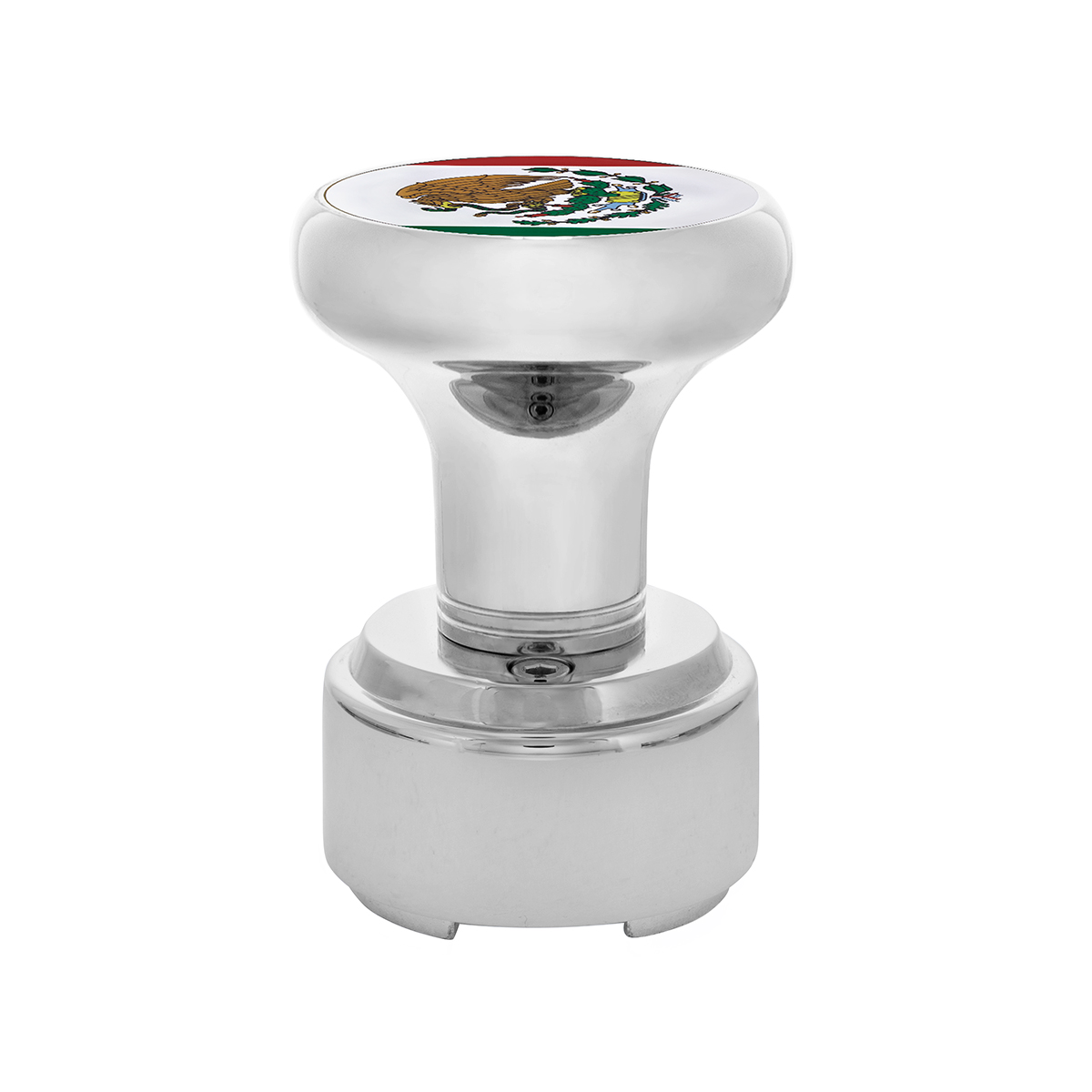 Thread-On Gearshift Knob With 9/10 Speed Adapter & Mexico Flag Sticker - Chrome - Thumbnail 2