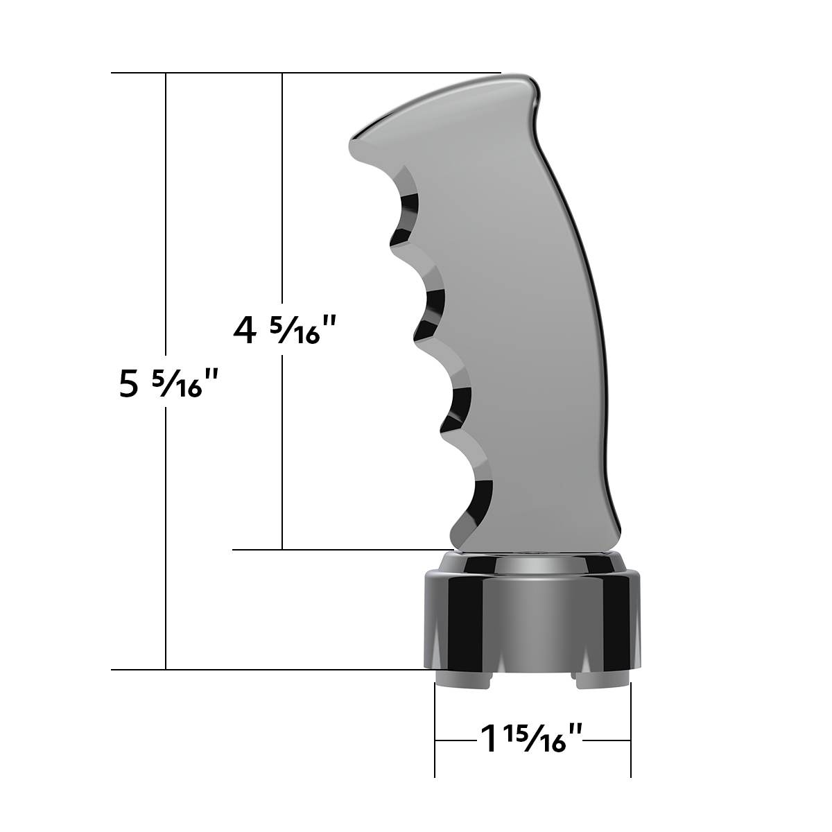 Thread-On Pistol Grip Gearshift Knob With Chrome 9/10 Speed Adapter - Chrome - Thumbnail 7