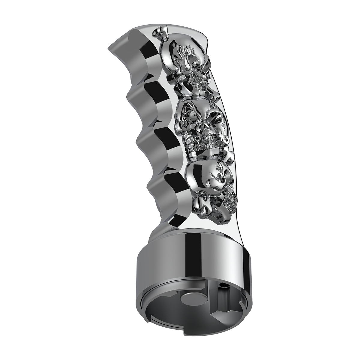 Thread-On Skulls Pistol Grip Gearshift Knob With Chrome 9/10 Speed Adapter - Chrome - Thumbnail 7