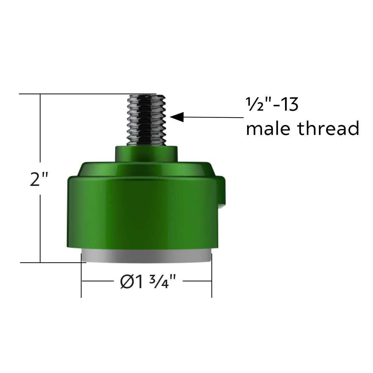 1/2"-13 Thread-On Shift Knob Mounting Adapter For Eaton Fuller Style 13/15/18 Shifter - Emerald Green (Bulk) - Thumbnail 5