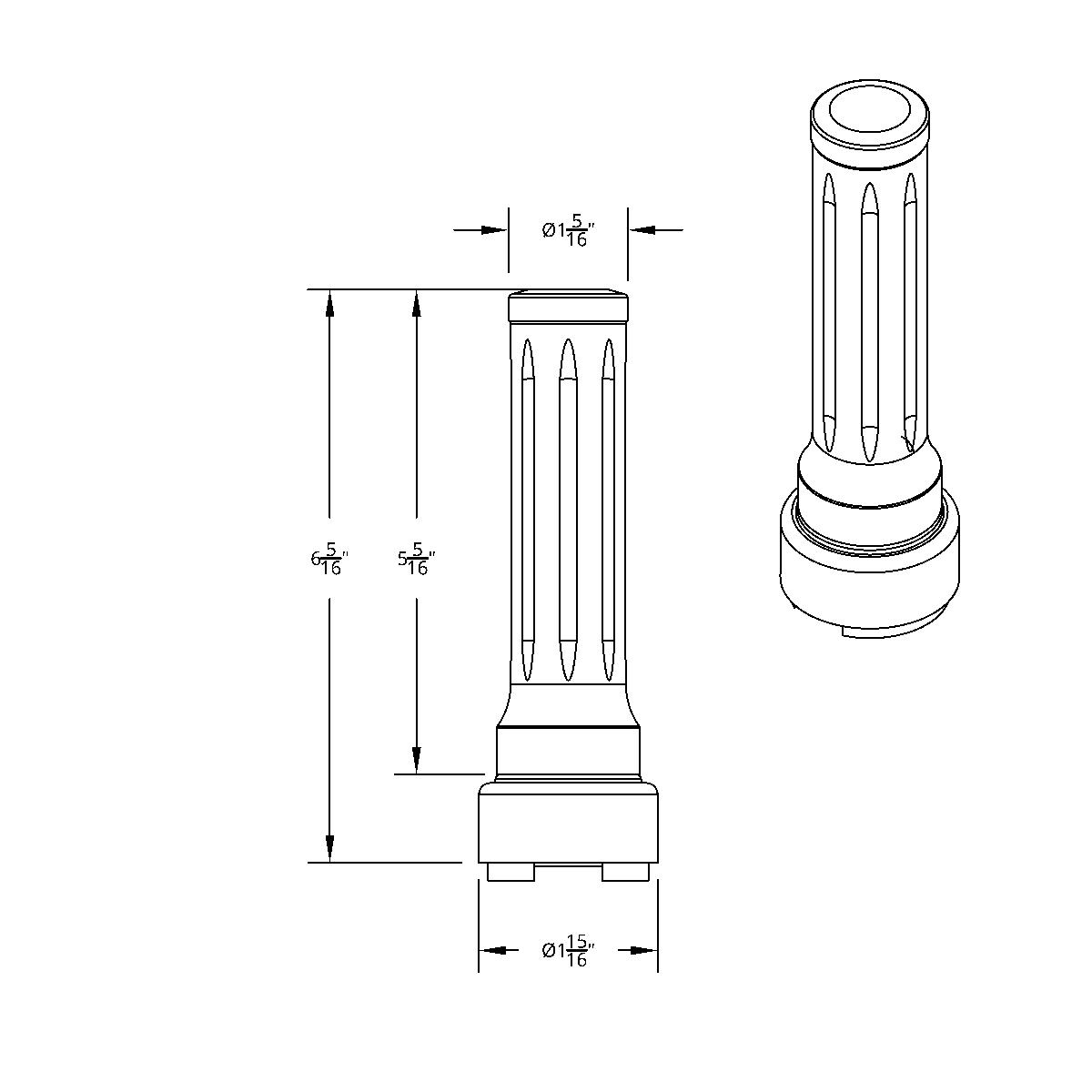 Thread-On Dallas Style Gearshift Knob With 9/10 Speed Adapter - Chrome/Vertical - Thumbnail 6
