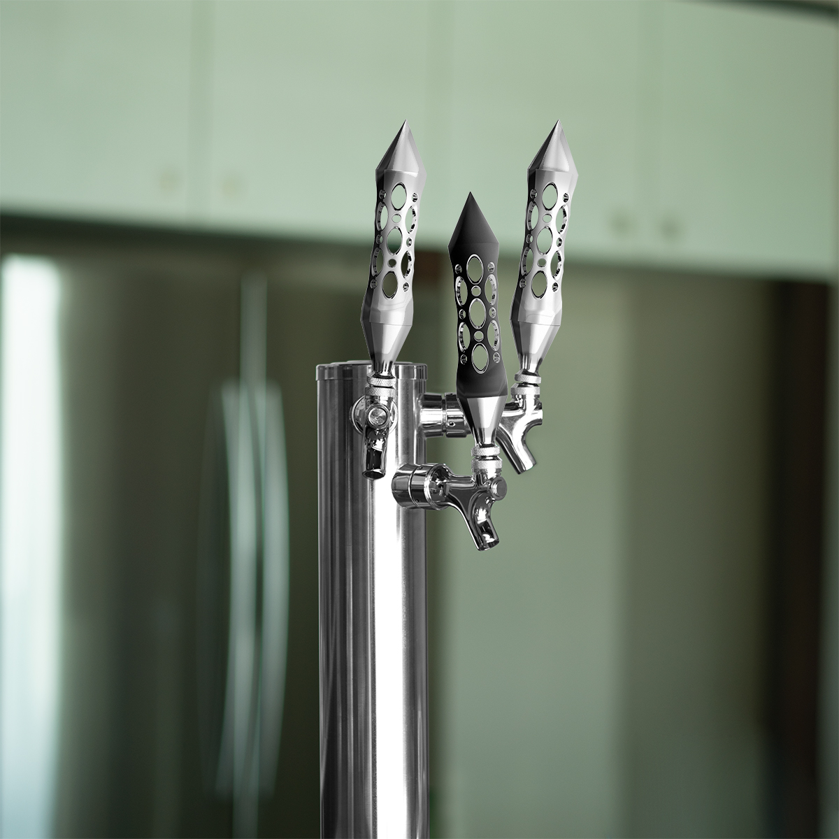 Daytona Style Spike Grip Handle With Beer Tap Adapter - Chrome - Thumbnail 7