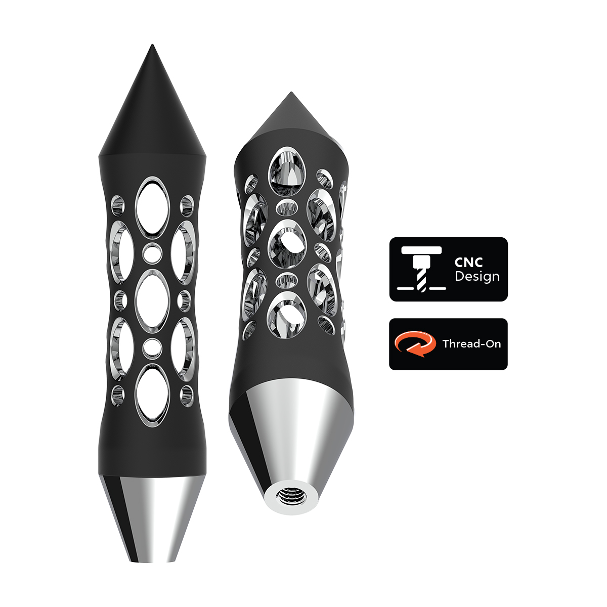 Daytona Style Spike Grip Handle With Beer Tap Adapter - Black - Thumbnail 5