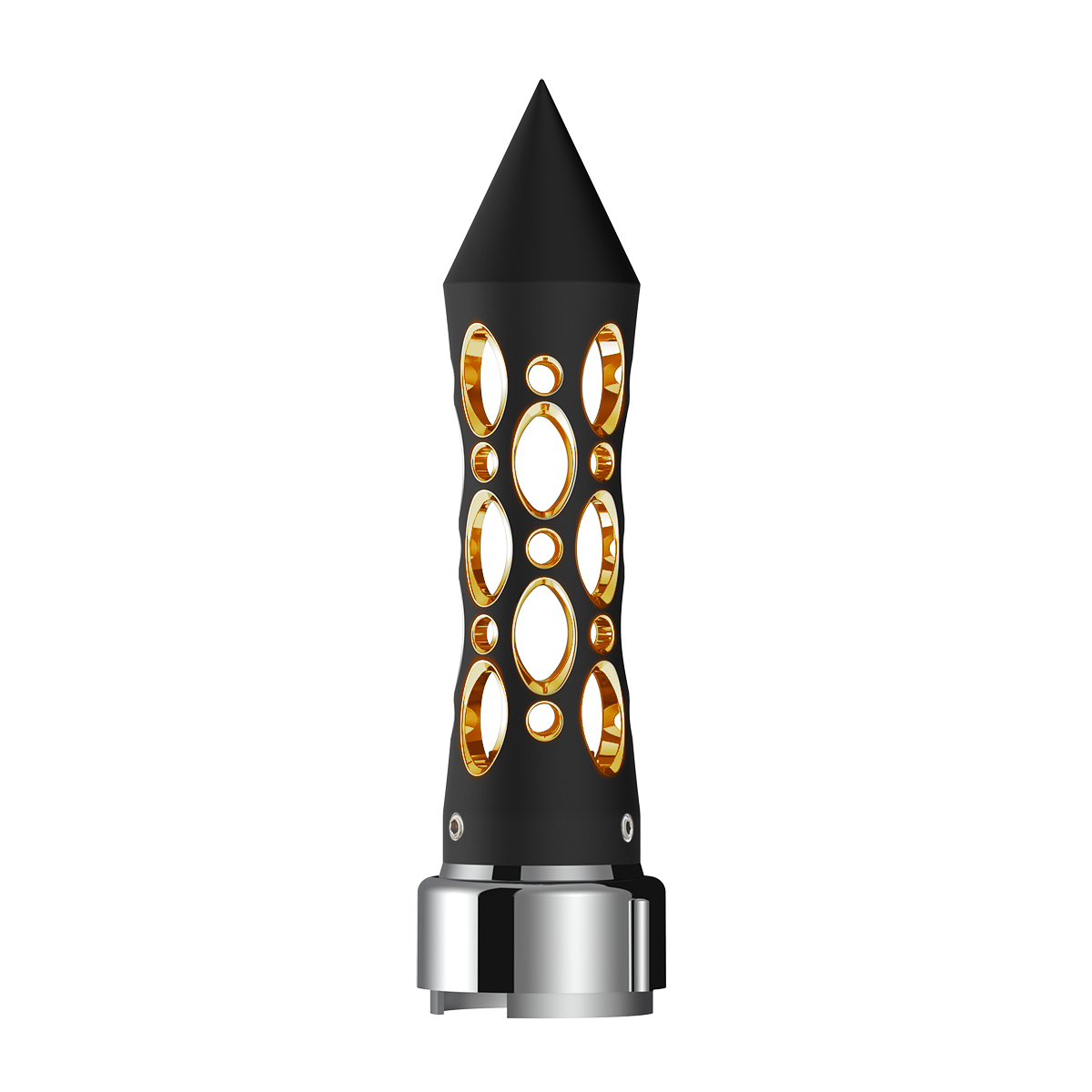 Thread-On Daytona Style Spike Gearshift Knob With LED 9/10 Speed Adapter - Black/Amber LED - Thumbnail 2