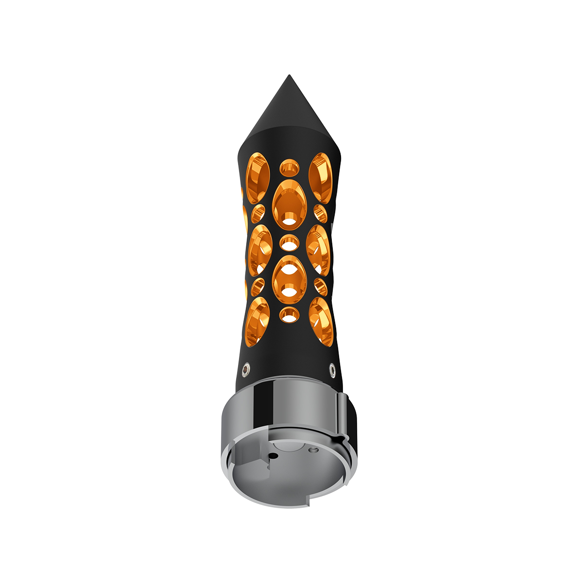 Thread-On Daytona Style Spike Gearshift Knob With LED 9/10 Speed Adapter - Black/Amber LED - Thumbnail 3