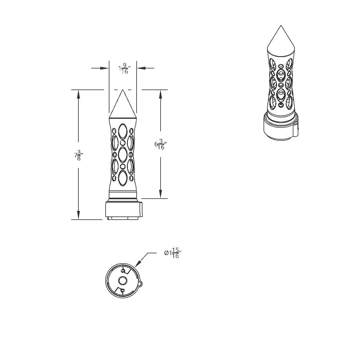 Thread-On Daytona Style Spike Gearshift Knob With LED 9/10 Speed Adapter - Black/Amber LED - Thumbnail 7