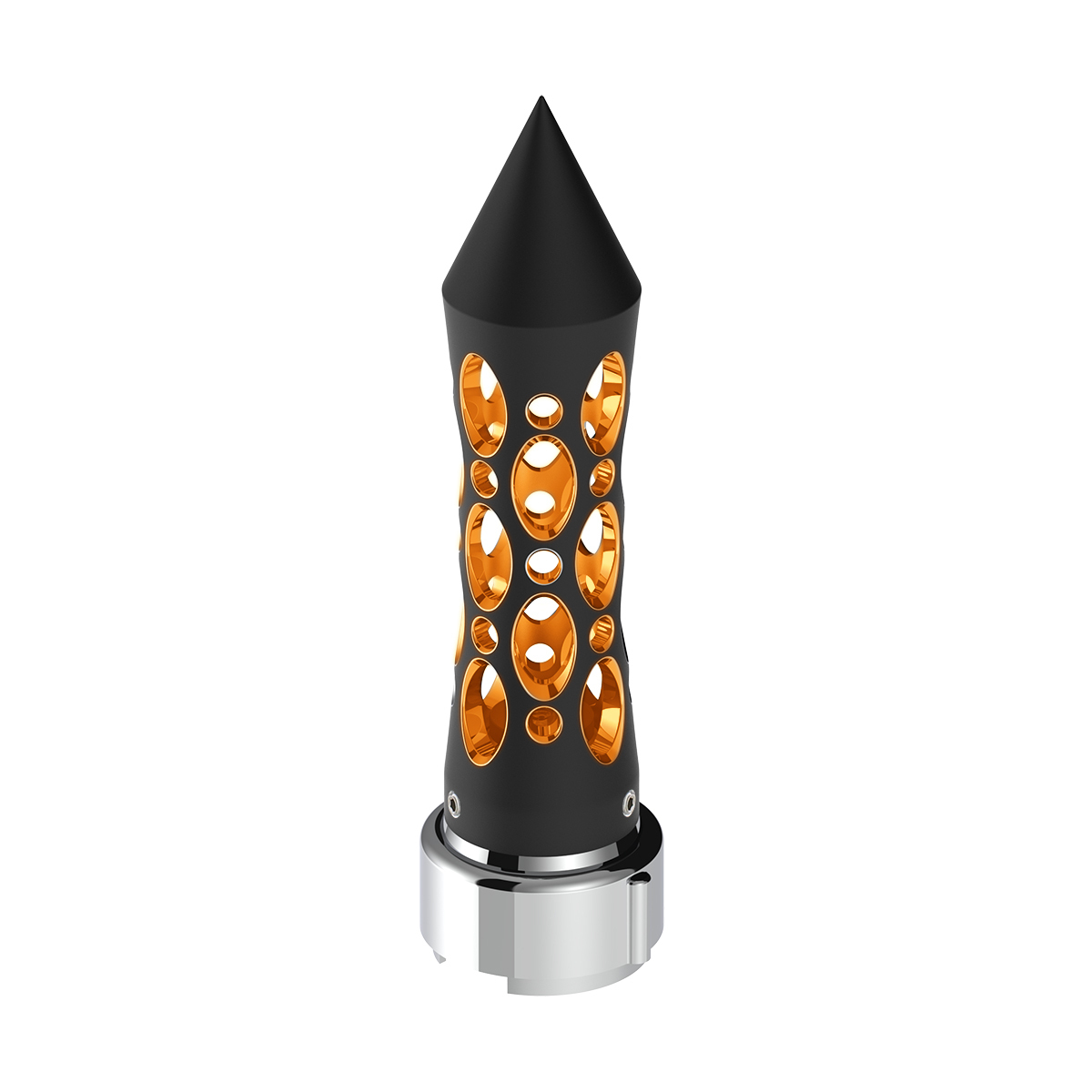 Thread-On Daytona Style Spike Gearshift Knob With LED 9/10 Speed Adapter - Black/Amber LED - Thumbnail 8