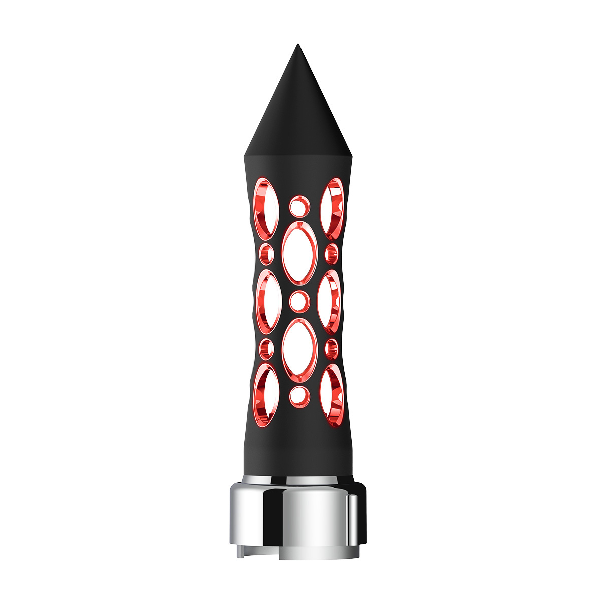 Thread-On Daytona Style Spike Gearshift Knob With LED 9/10 Speed Adapter - Black/Red LED - Thumbnail 3