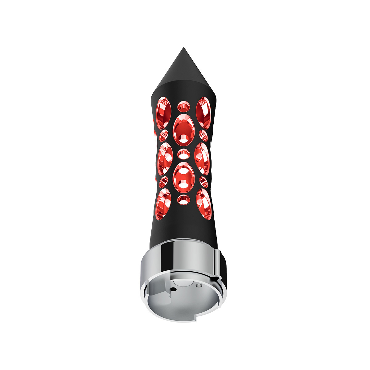 Thread-On Daytona Style Spike Gearshift Knob With LED 9/10 Speed Adapter - Black/Red LED - Thumbnail 5