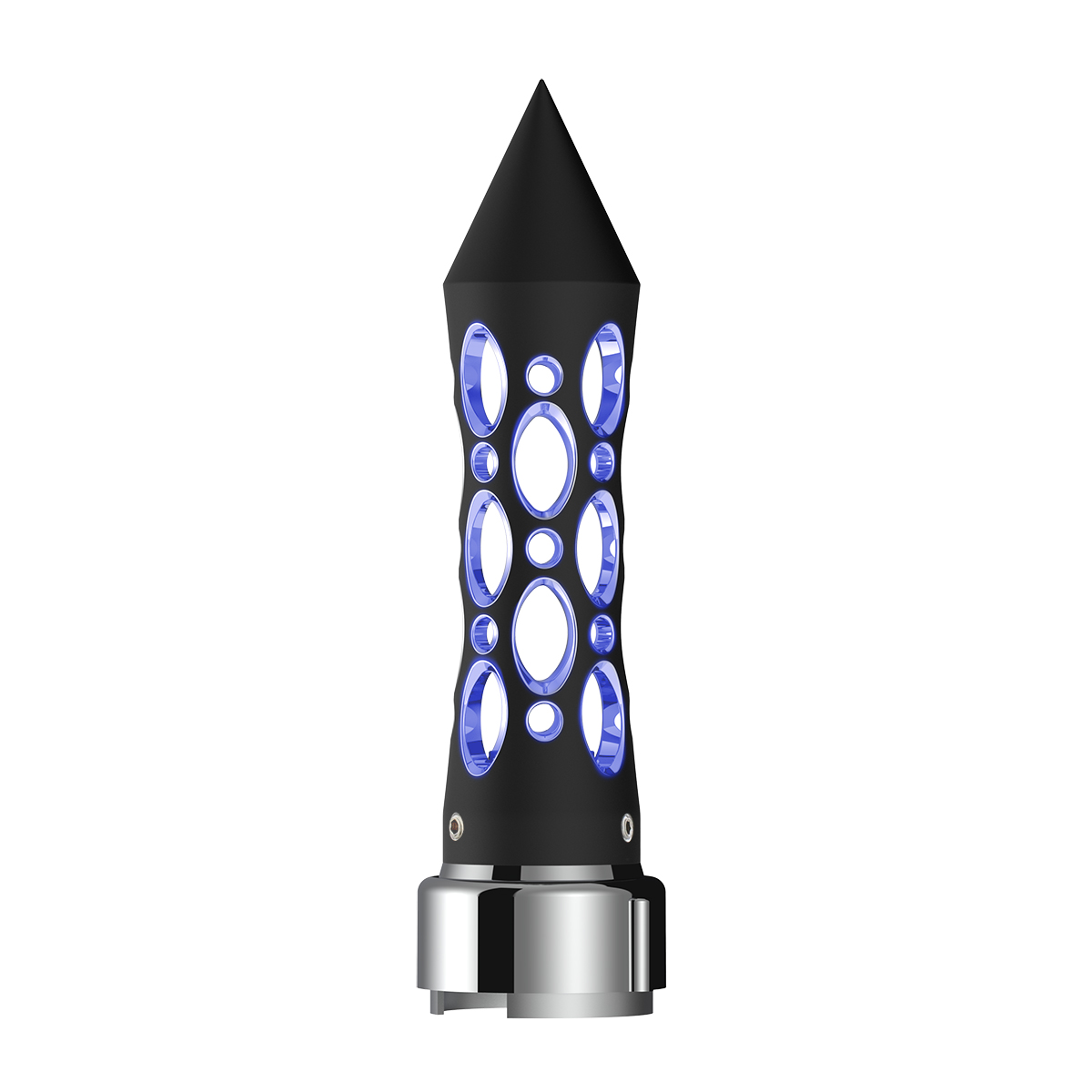 Thread-On Daytona Style Spike Gearshift Knob With LED 9/10 Speed Adapter - Black/Blue LED - Thumbnail 2