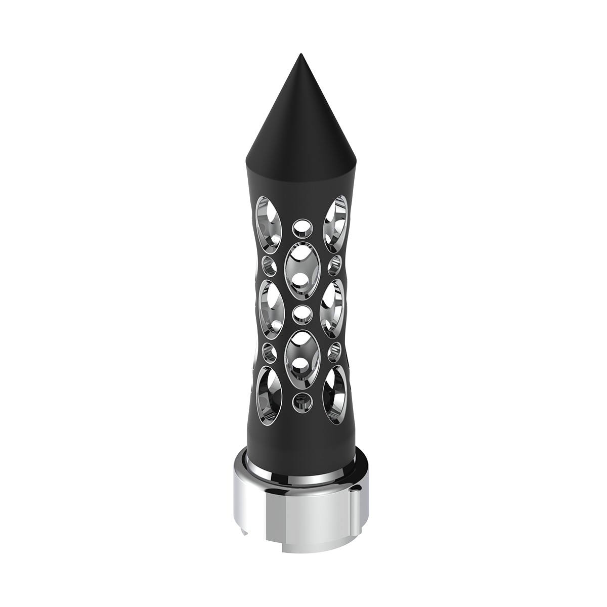 Thread-On Daytona Style Spike Gearshift Knob With LED 9/10 Speed Adapter - Black/White LED - Thumbnail 2