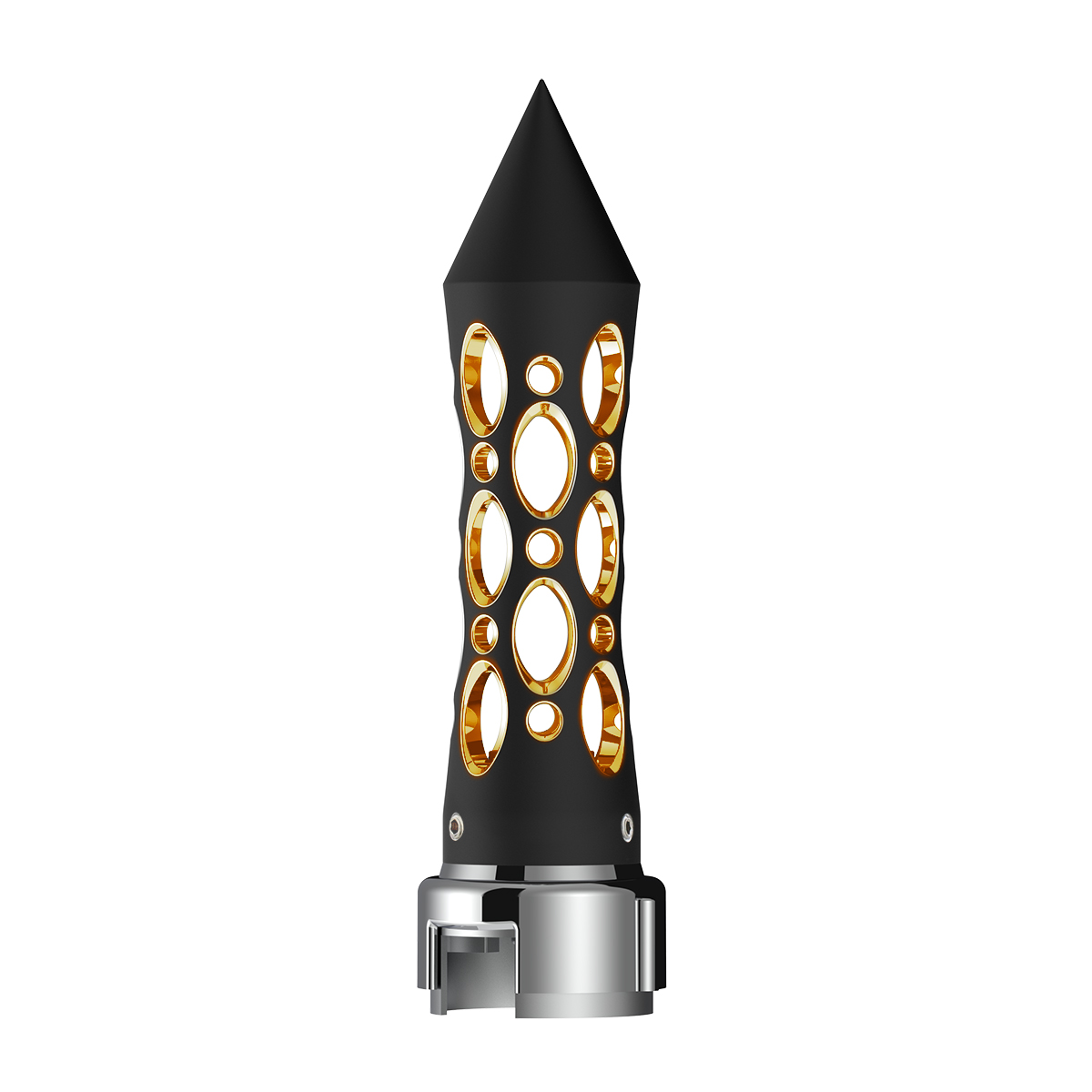 Thread-On Daytona Style Spike Gearshift Knob With LED 13/15/18 Speed Adapter - Black/Amber LED - Thumbnail 2