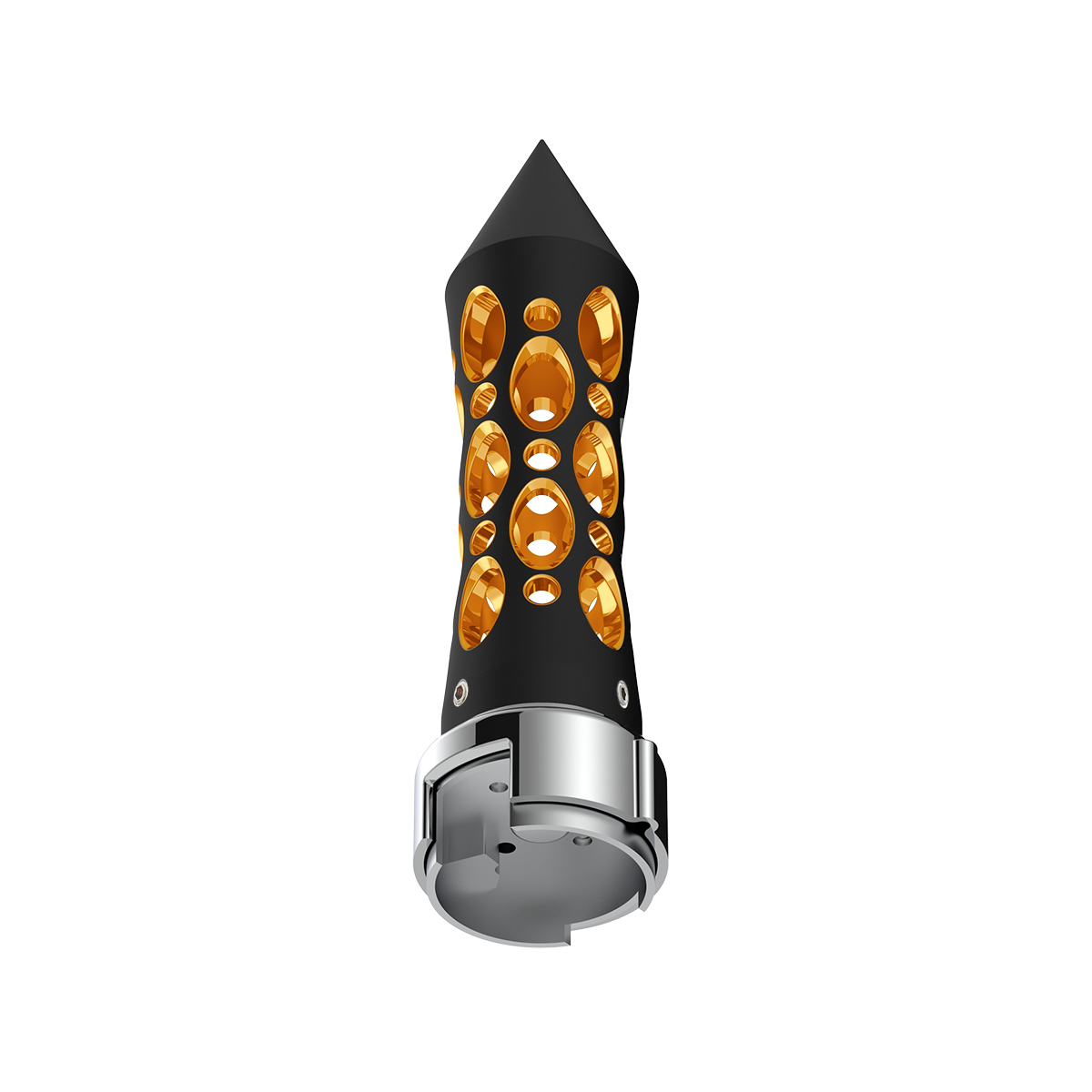 Thread-On Daytona Style Spike Gearshift Knob With LED 13/15/18 Speed Adapter - Black/Amber LED - Thumbnail 3