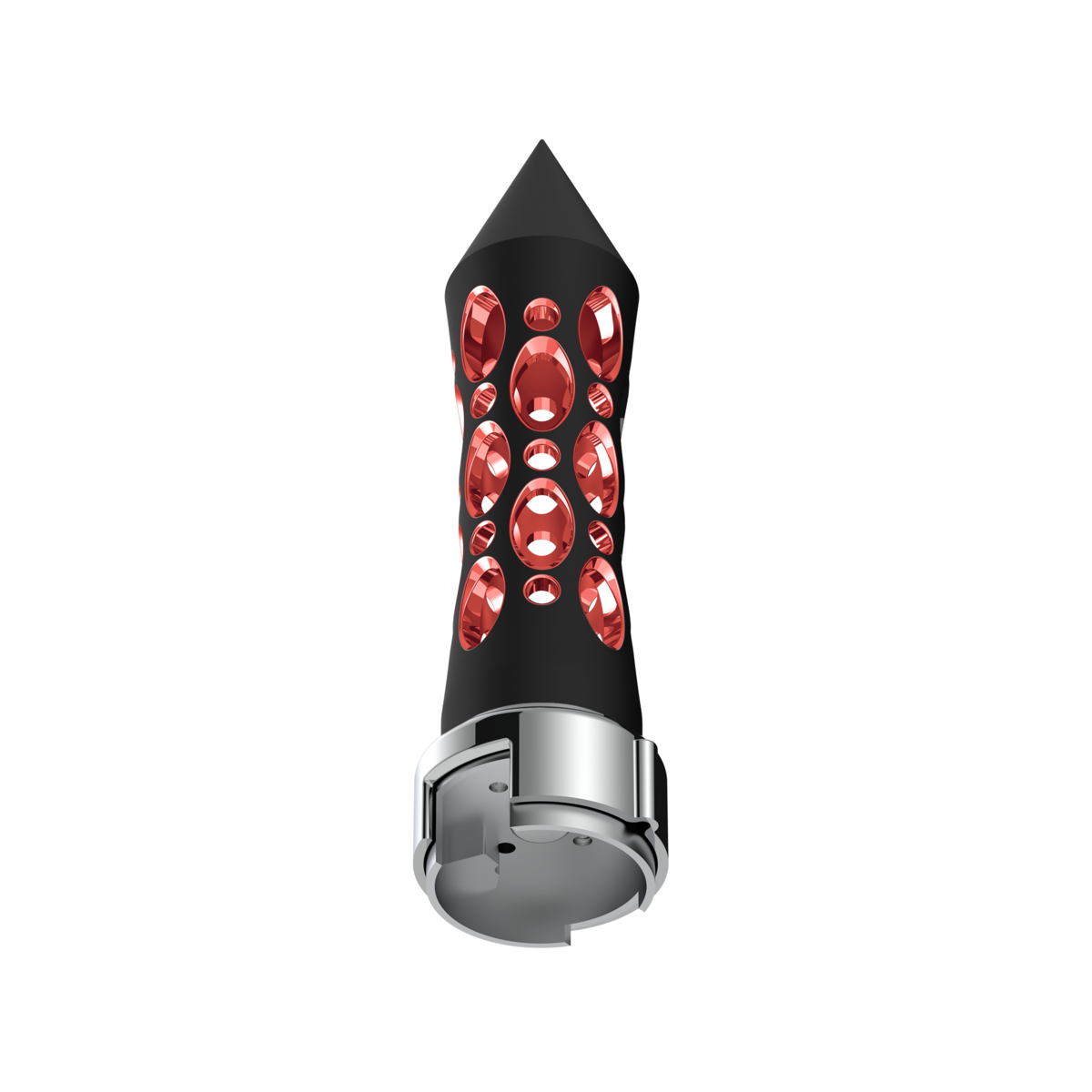 Thread-On Daytona Style Spike Gearshift Knob With LED 13/15/18 Speed Adapter - Black/Red LED - Thumbnail 4