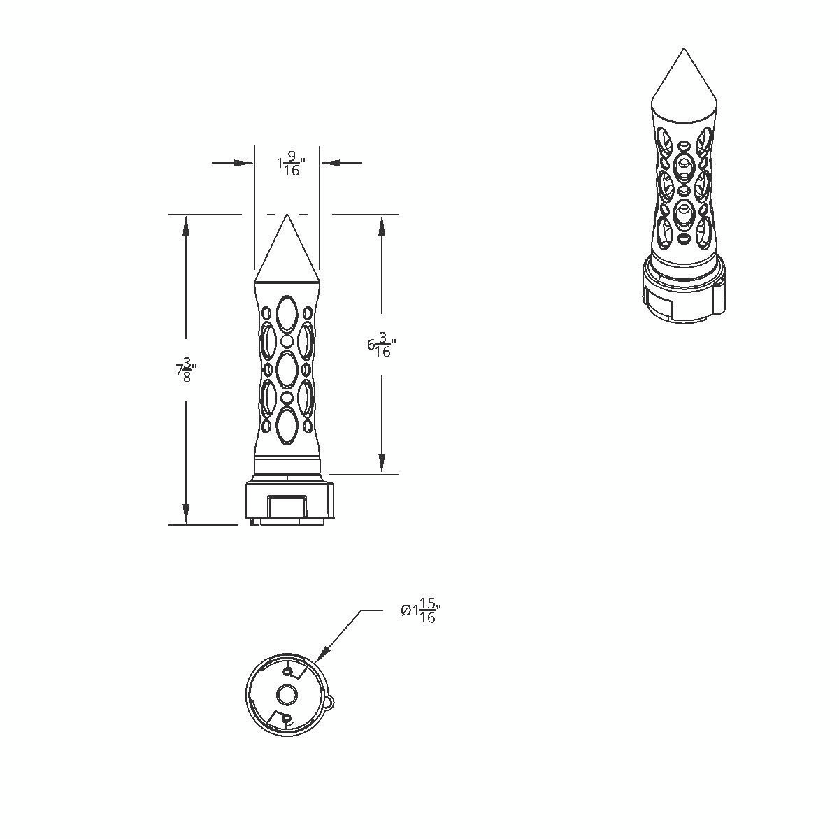 Thread-On Daytona Style Spike Gearshift Knob With LED 13/15/18 Speed Adapter - Black/Blue LED - Thumbnail 8