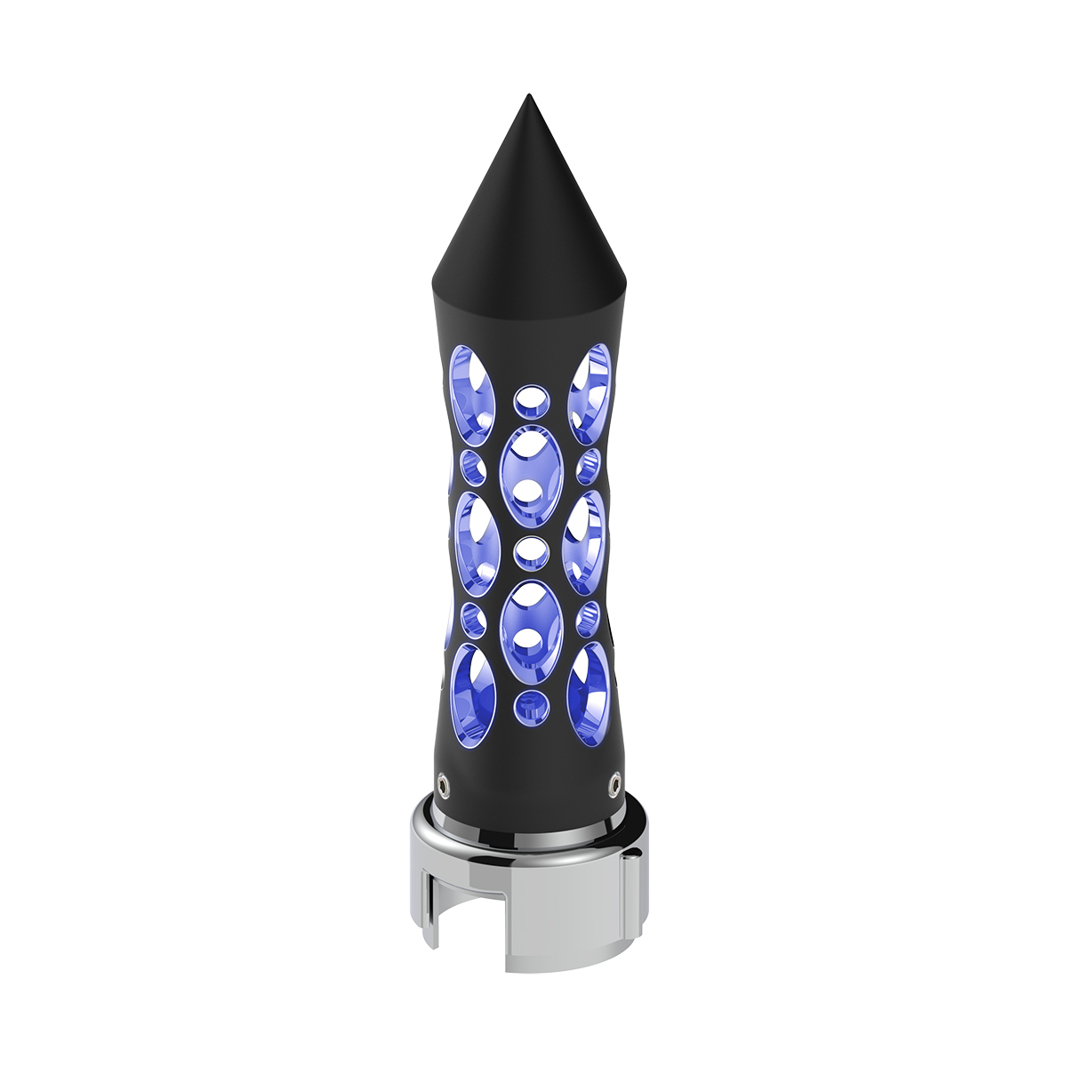 Thread-On Daytona Style Spike Gearshift Knob With LED 13/15/18 Speed Adapter - Black/Blue LED - Thumbnail 9