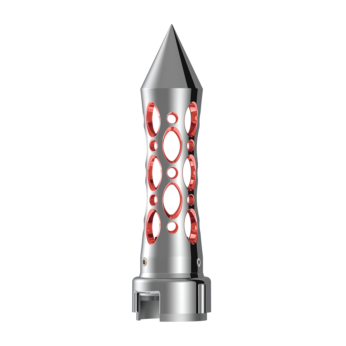 Thread-On Daytona Style Spike Gearshift Knob With LED 13/15/18 Speed Adapter - Chrome/Red LED - Thumbnail 2