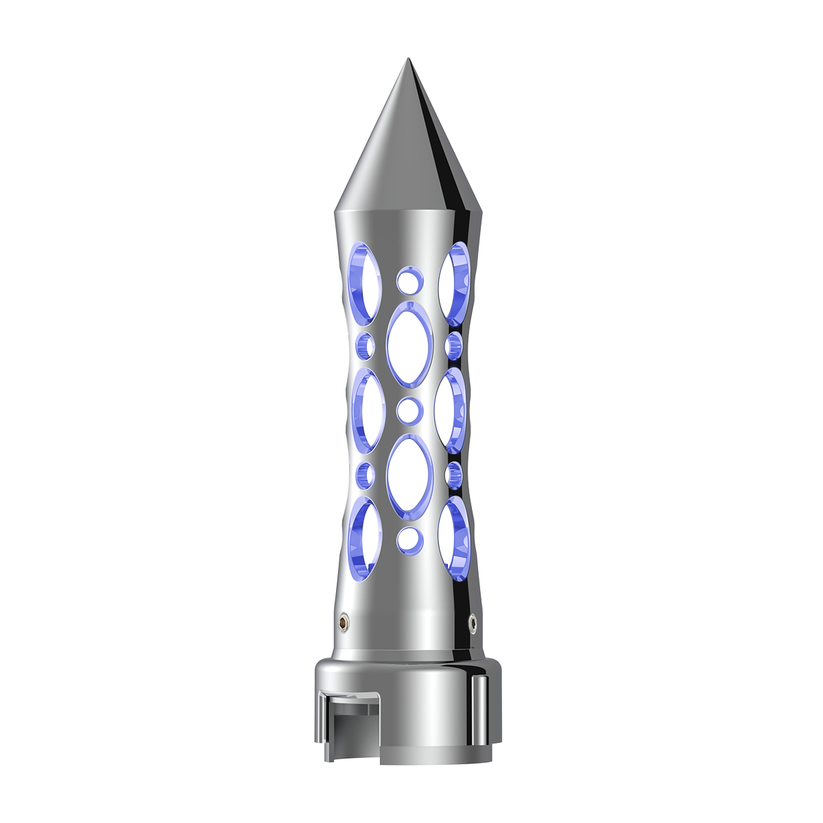 Thread-On Daytona Style Spike Gearshift Knob With LED 13/15/18 Speed Adapter - Chrome/Blue LED - Thumbnail 2