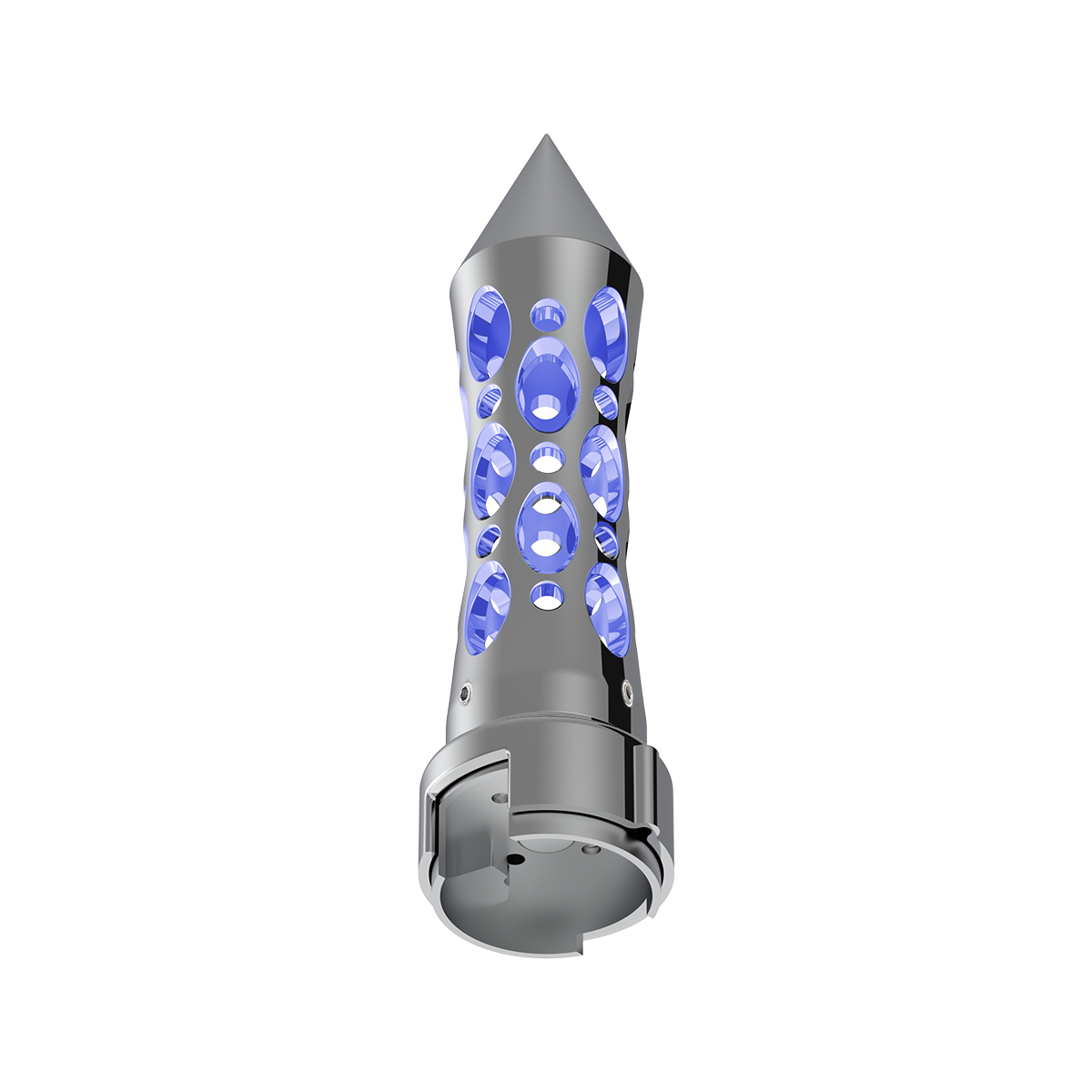 Thread-On Daytona Style Spike Gearshift Knob With LED 13/15/18 Speed Adapter - Chrome/Blue LED - Thumbnail 3
