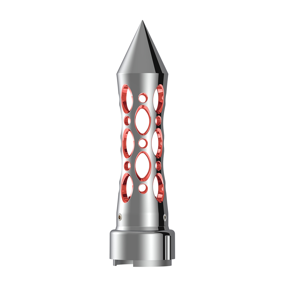 Thread-On Daytona Style Spike Gearshift Knob With LED 9/10 Speed Adapter - Chrome/Red LED - Thumbnail 2