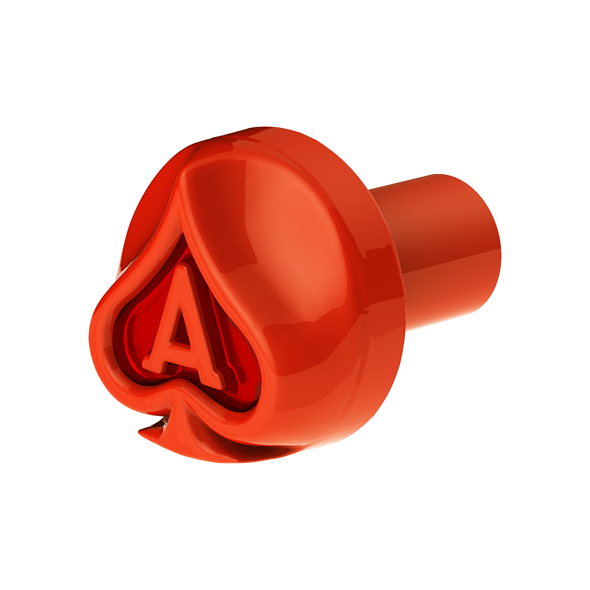 Ace Of Spades Air Valve Knob - Cadmium Orange With Gloss Red Inlay - Thumbnail 7