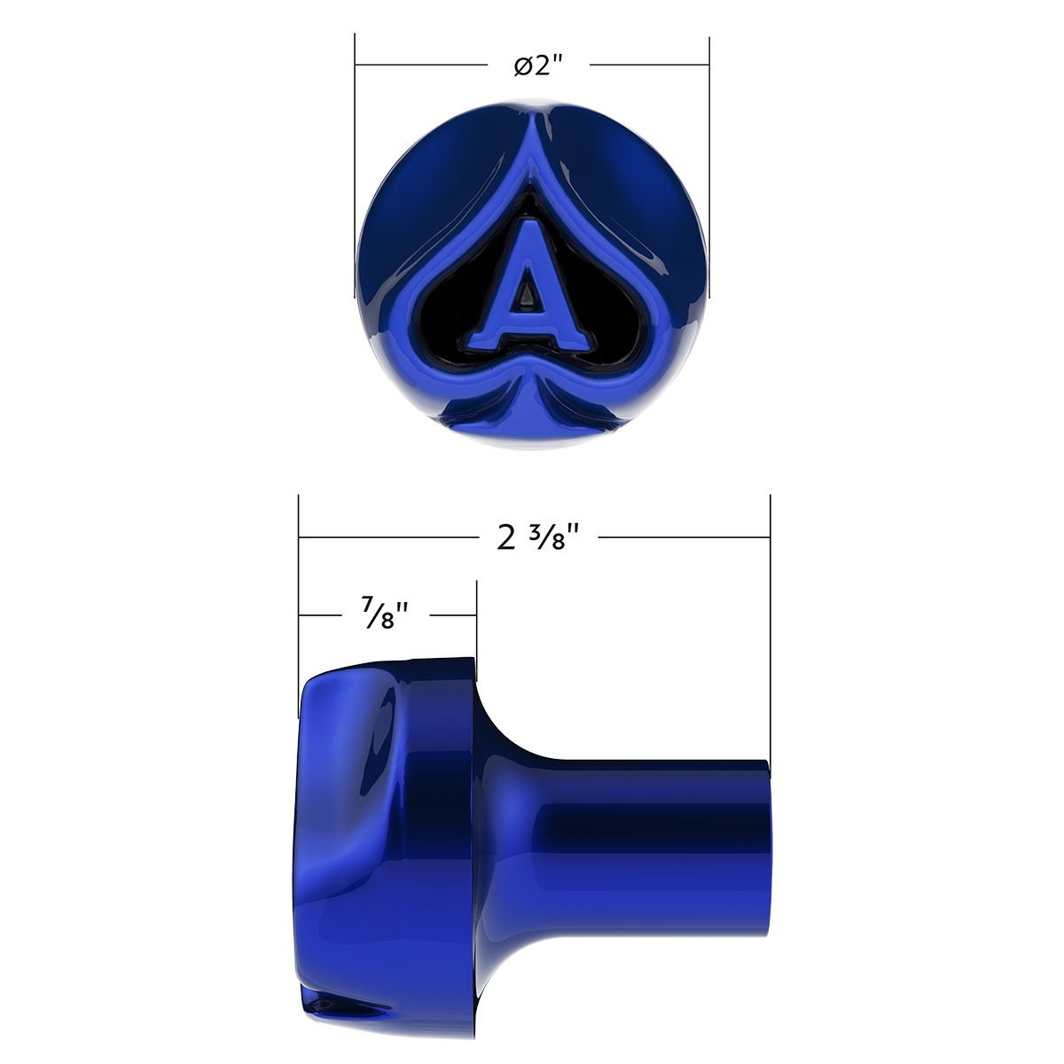Ace Of Spades Air Valve Knob - Indigo Blue With Gloss Black Inlay - Thumbnail 5