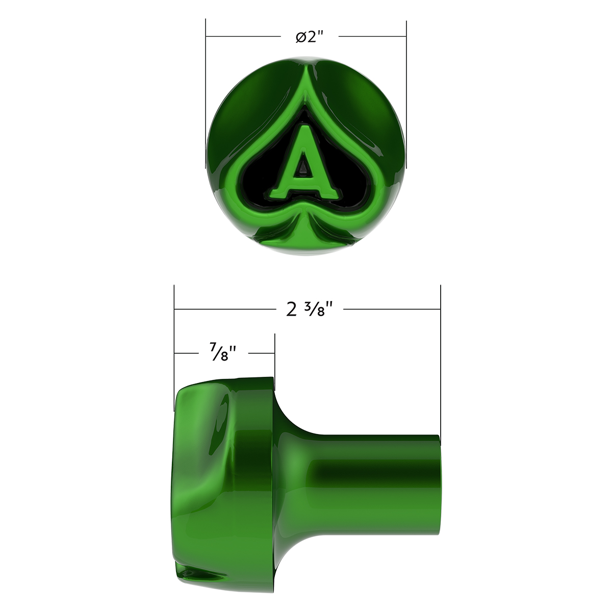 Ace Of Spades Air Valve Knob - Emerald Green With Gloss Black Inlay - Thumbnail 5