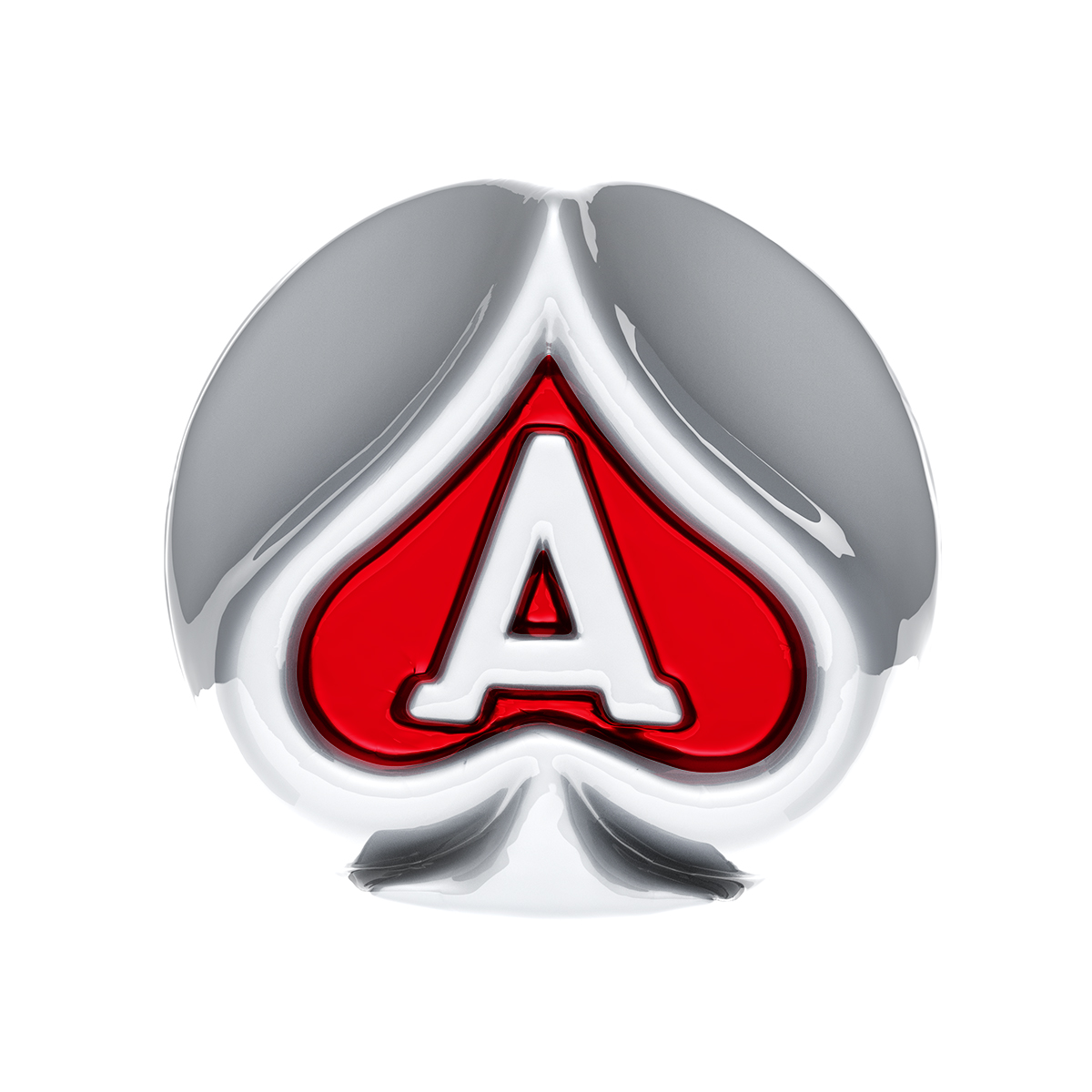 Ace Of Spades Air Valve Knob - Liquid Silver With Gloss Red Inlay - Thumbnail 2