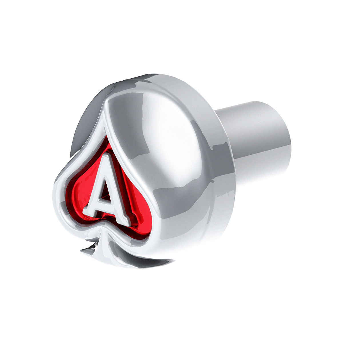 Ace Of Spades Air Valve Knob - Liquid Silver With Gloss Red Inlay - Thumbnail 7
