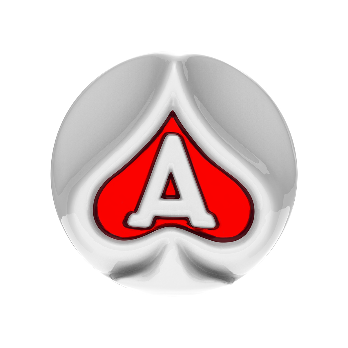 Ace Of Spades Air Valve Knob - Pearl White With Gloss Red Inlay - Thumbnail 2