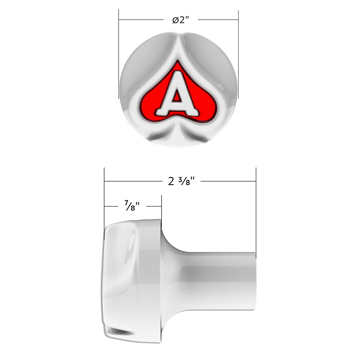 Ace Of Spades Air Valve Knob - Pearl White With Gloss Red Inlay - Thumbnail 5