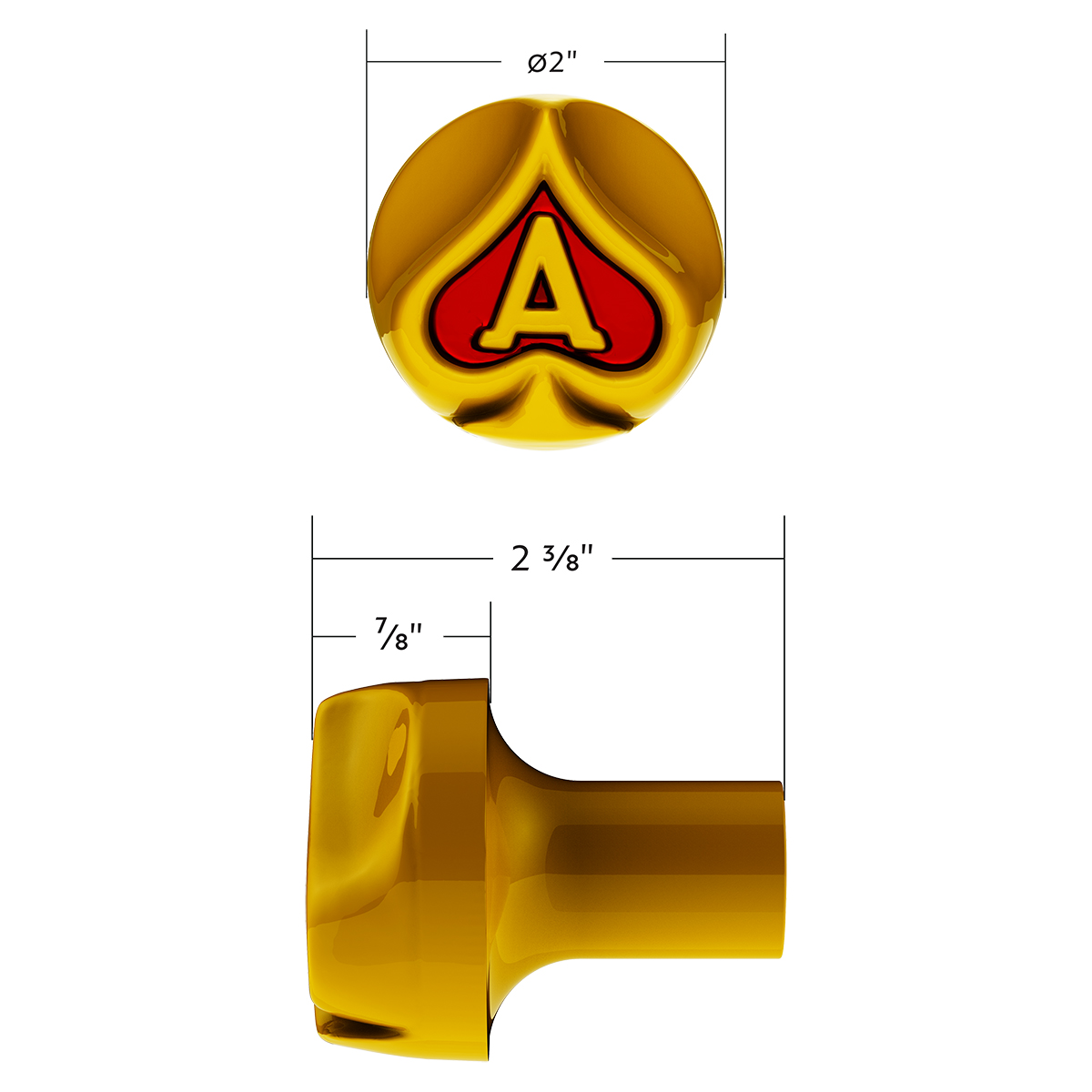 Ace Of Spades Air Valve Knob - Electric Yellow With Gloss Red Inlay - Thumbnail 5