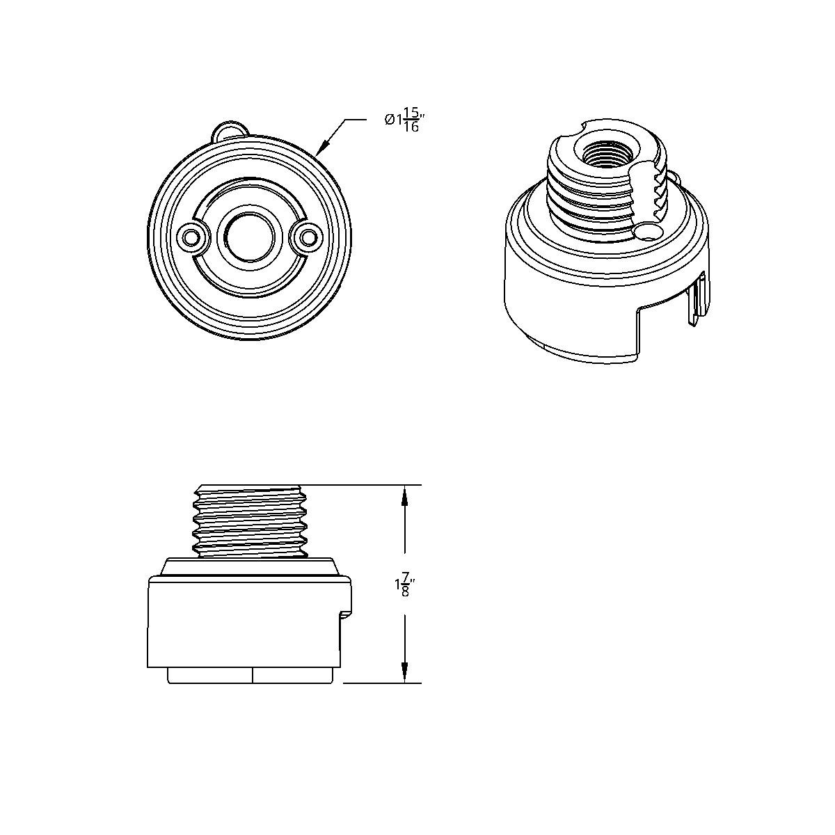 M30X3.5 Thread-On Gearshift Adapter W/LED Mount For Eaton-Fuller 13/15/18 Speed-Cadmium Orange - Thumbnail 5