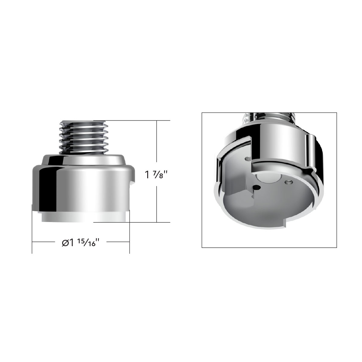 M30X3.5 Thread-On Gearshift Adapter W/LED Mount For Eaton-Fuller 13/15/18 Speed-Liquid Silver - Thumbnail 4