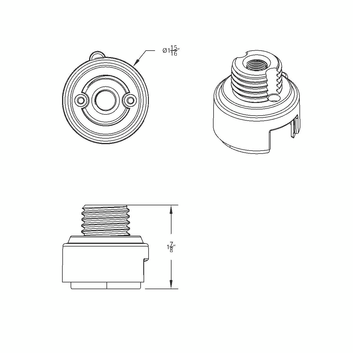 M30X3.5 Thread-On Gearshift Adapter W/LED Mount For Eaton-Fuller 13/15/18 Speed-Matte Black - Thumbnail 5
