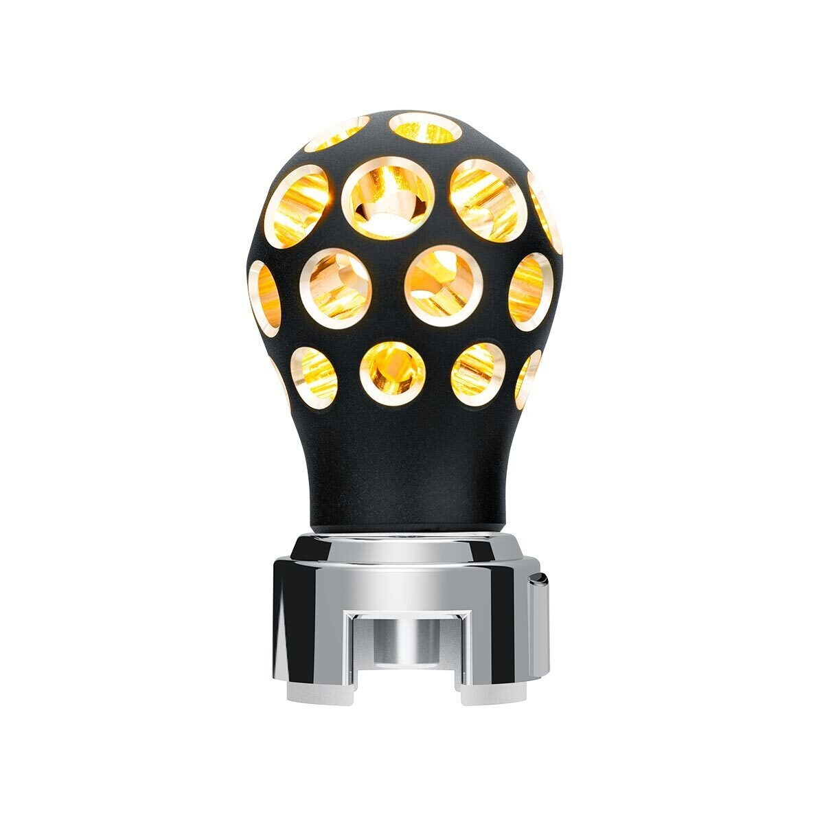 Thread-On Matte Black Phoenix Style Ball Gearshift Knob With LED 13/15/18 Speed Adapter-Amber LED - Thumbnail 11