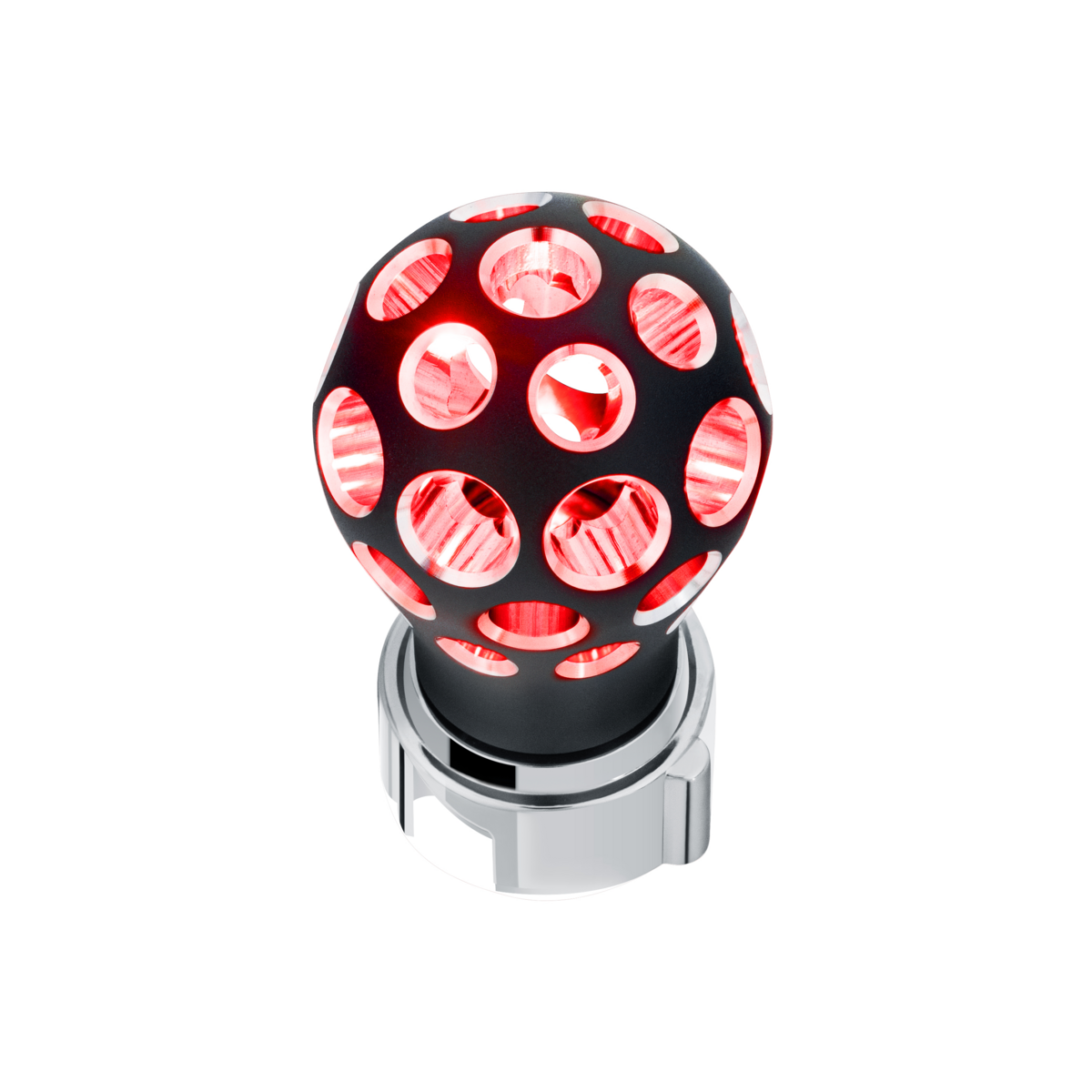 Thread-On Matte Black Phoenix Style Ball Gearshift Knob With LED 13/15/18 Speed Adapter-Red LED - Thumbnail 2