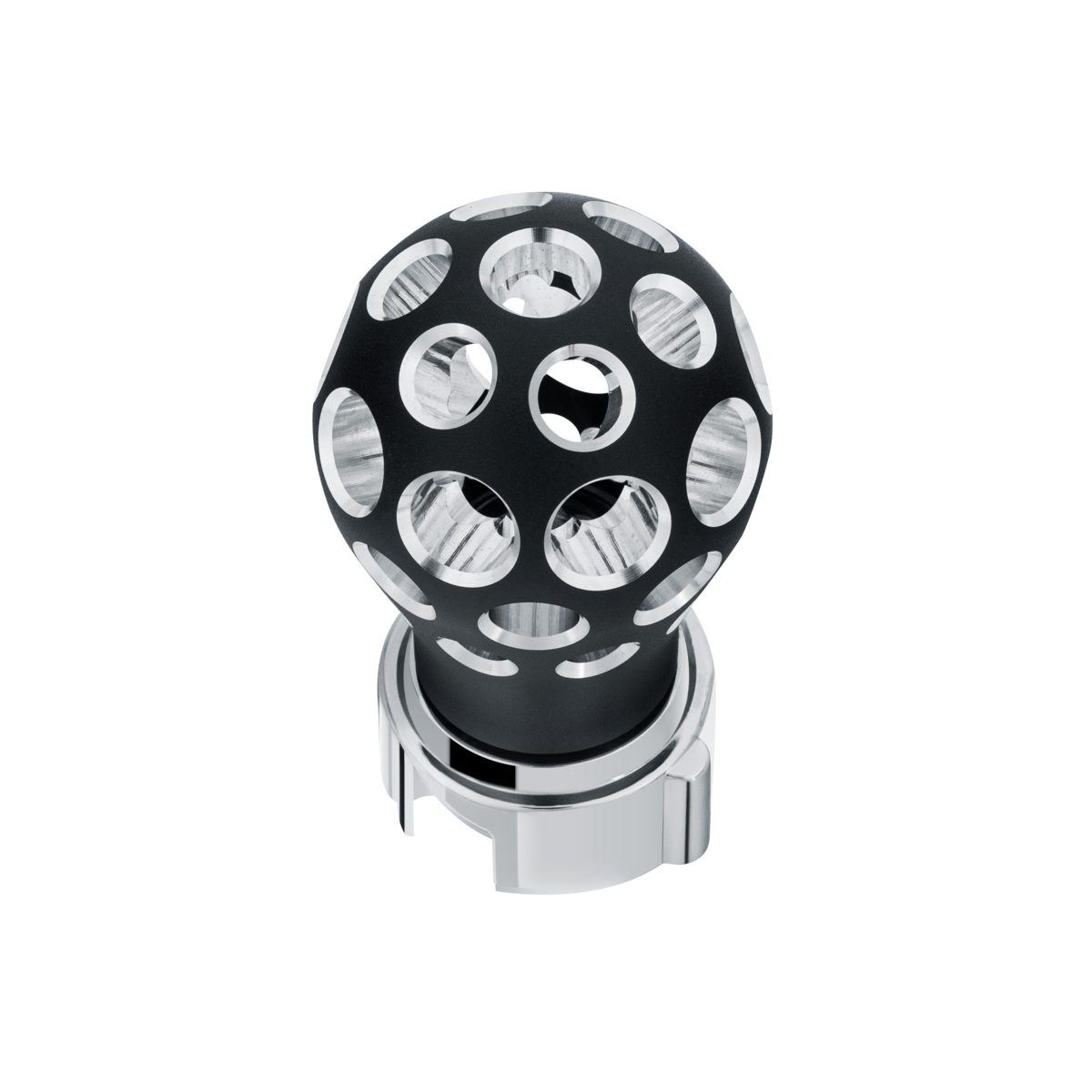 Thread-On Matte Black Phoenix Style Ball Gearshift Knob With LED 13/15/18 Speed Adapter-Red LED - Thumbnail 3