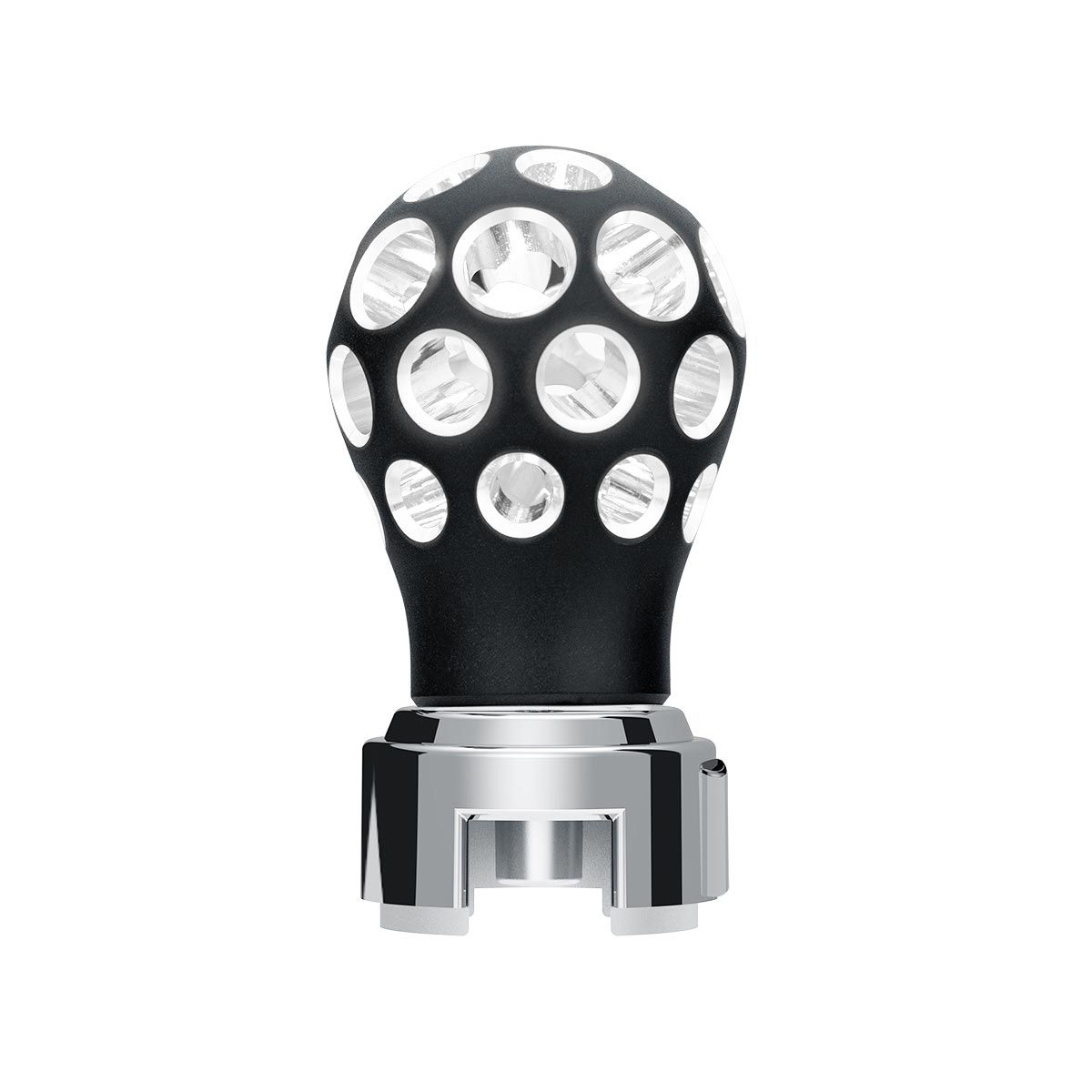 Thread-On Matte Black Phoenix Style Ball Gearshift Knob With LED 13/15/18 Speed Adapter-White LED