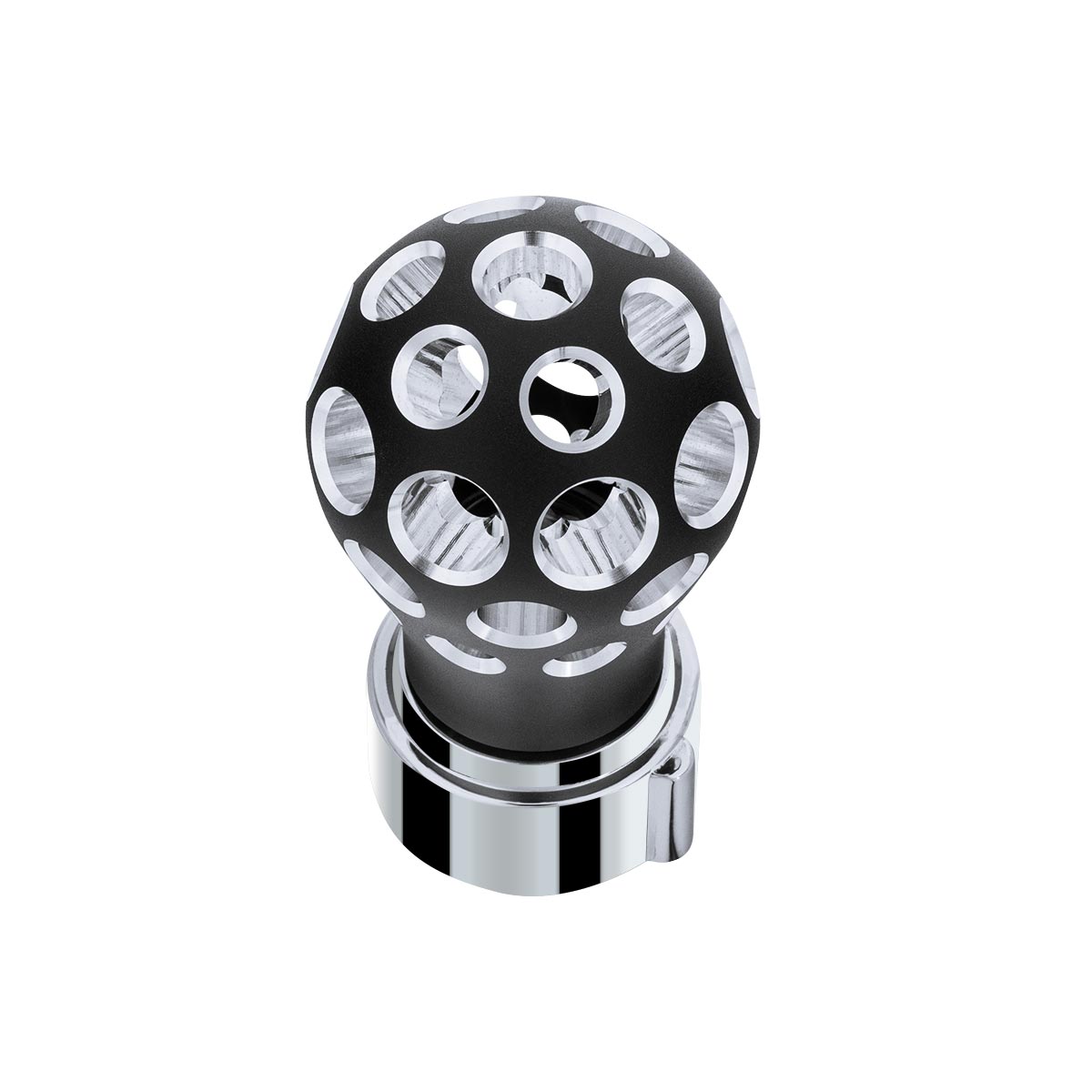 Thread-On Matte Black Phoenix Style Ball Gearshift Knob With LED 9/10 Speed Adapter-Amber LED - Thumbnail 4