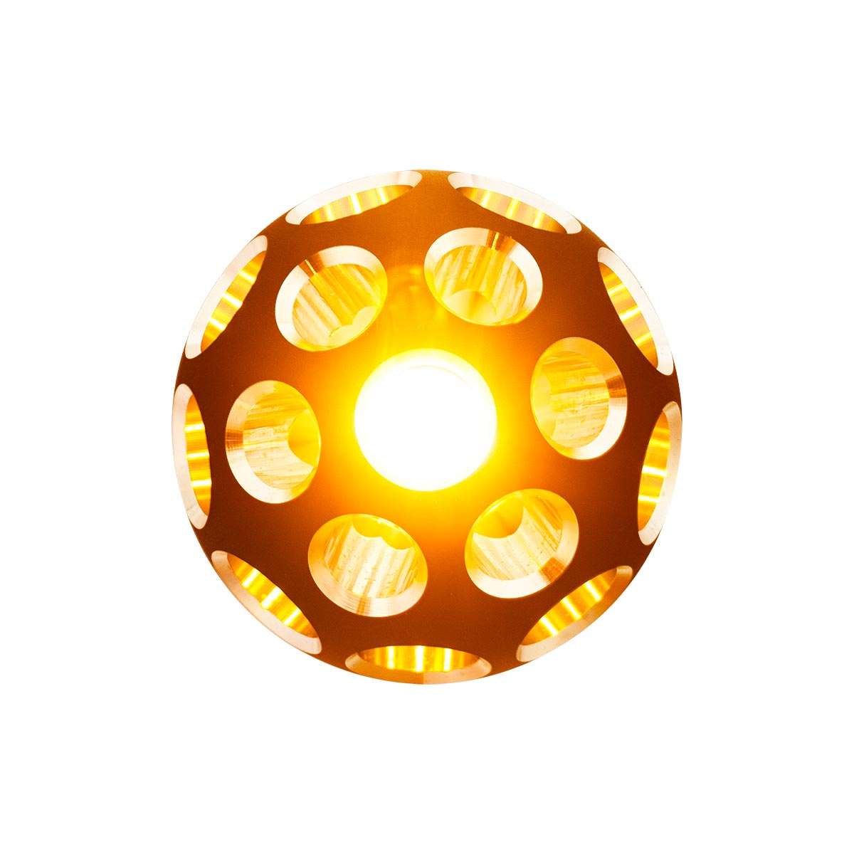 Thread-On Matte Black Phoenix Style Ball Gearshift Knob With LED 9/10 Speed Adapter-Amber LED - Thumbnail 5