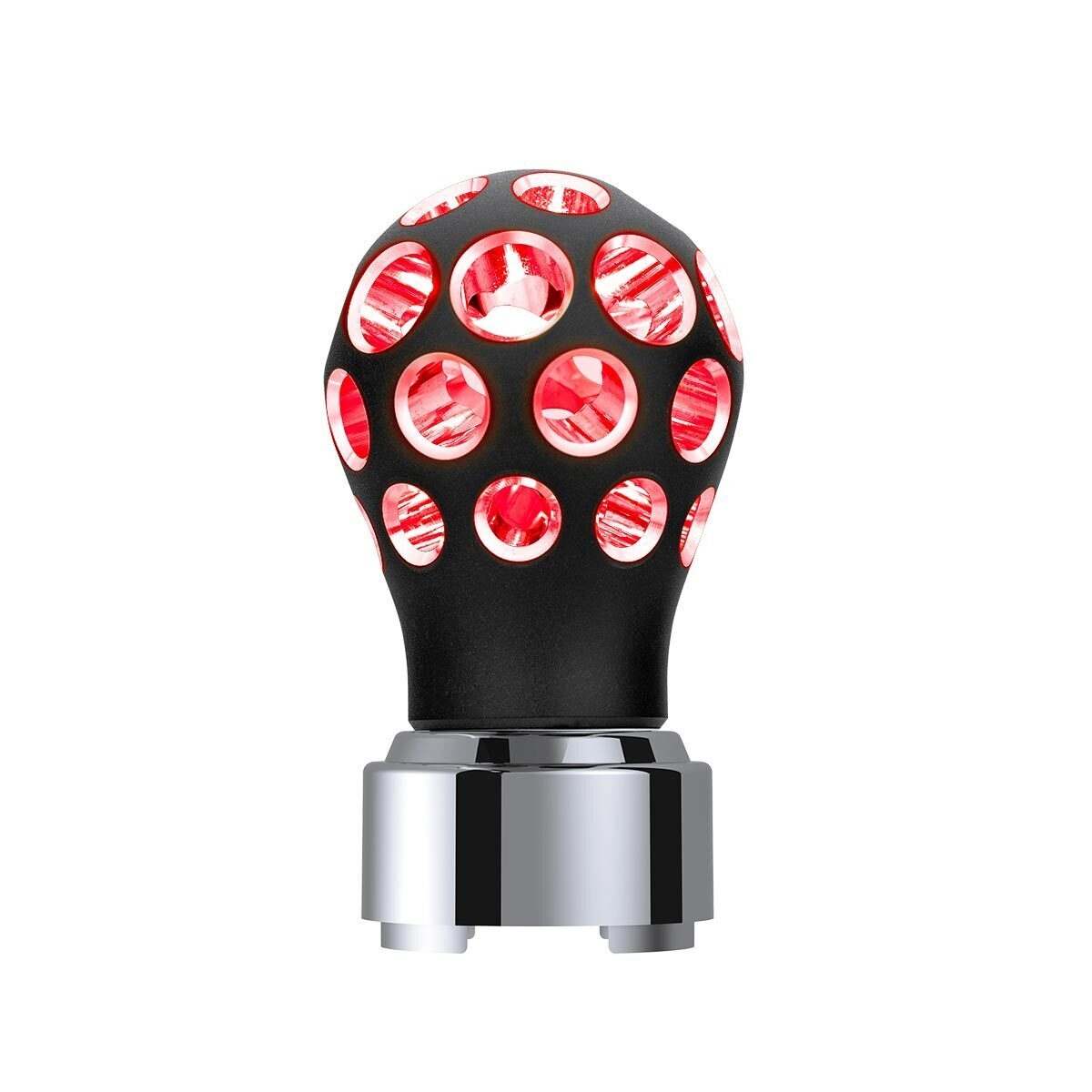Thread-On Matte Black Phoenix Style Ball Gearshift Knob With LED 9/10 Speed Adapter-Red LED - Thumbnail 11