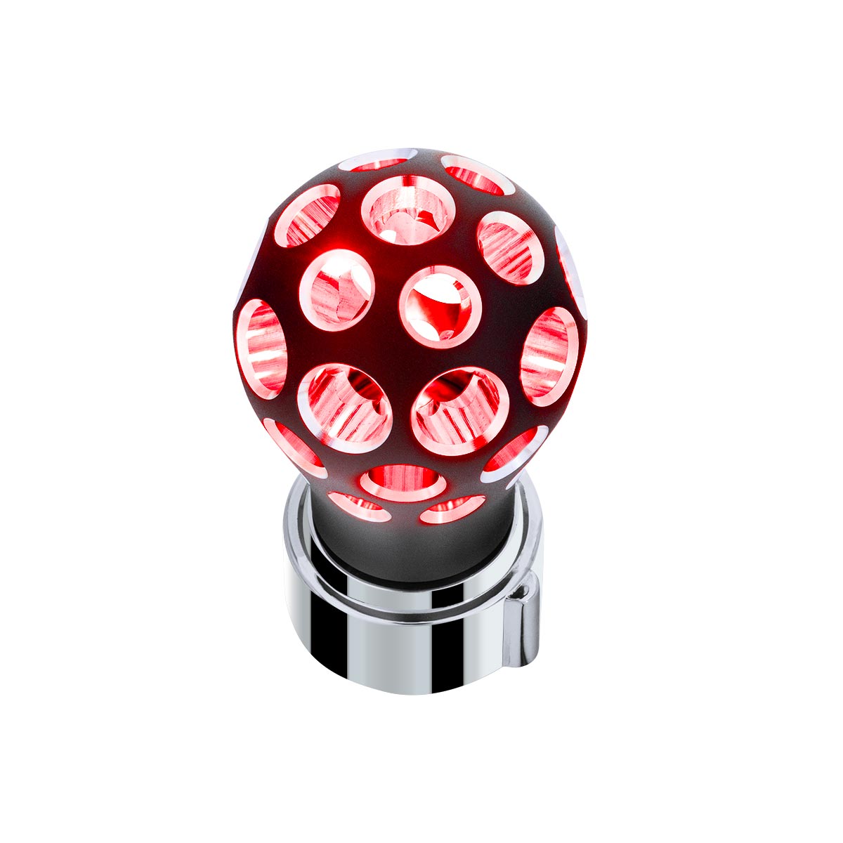 Thread-On Matte Black Phoenix Style Ball Gearshift Knob With LED 9/10 Speed Adapter-Red LED - Thumbnail 3