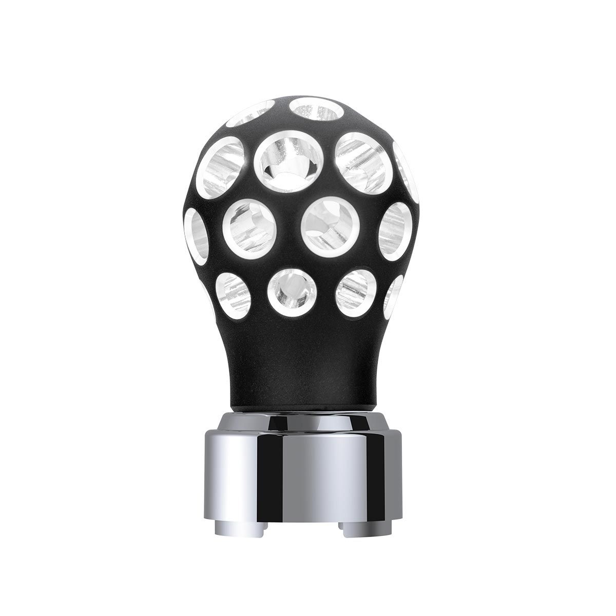 Thread-On Matte Black Phoenix Style Ball Gearshift Knob With LED 9/10 Speed Adapter-White LED